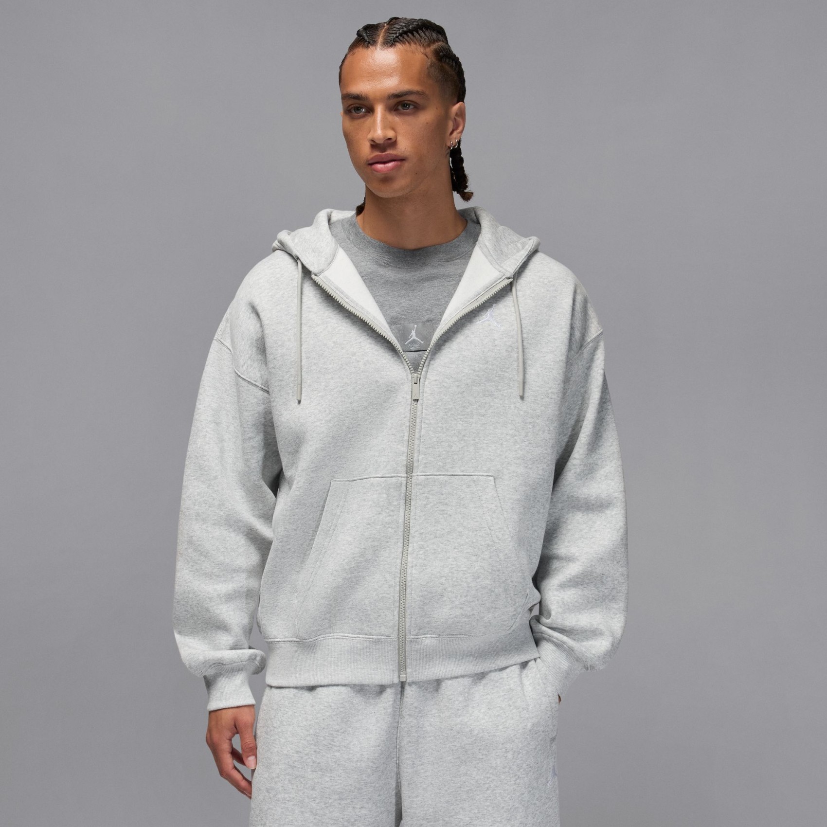 Jordan Brooklyn Oversize FZ Hoodie Erkek Gri Sweatshirt