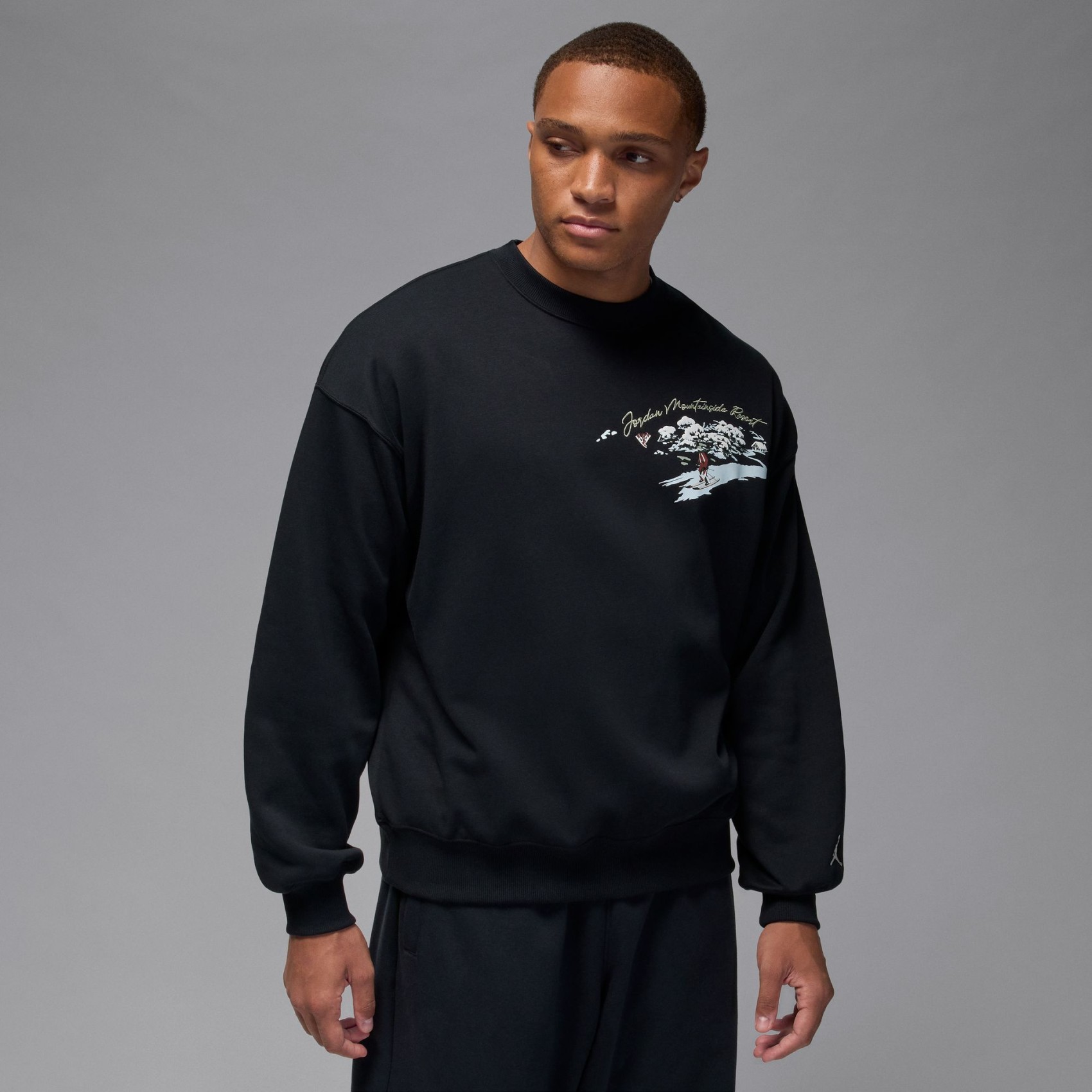 Jordan Brooklyn Snowscape Crew Erkek Siyah Sweatshirt