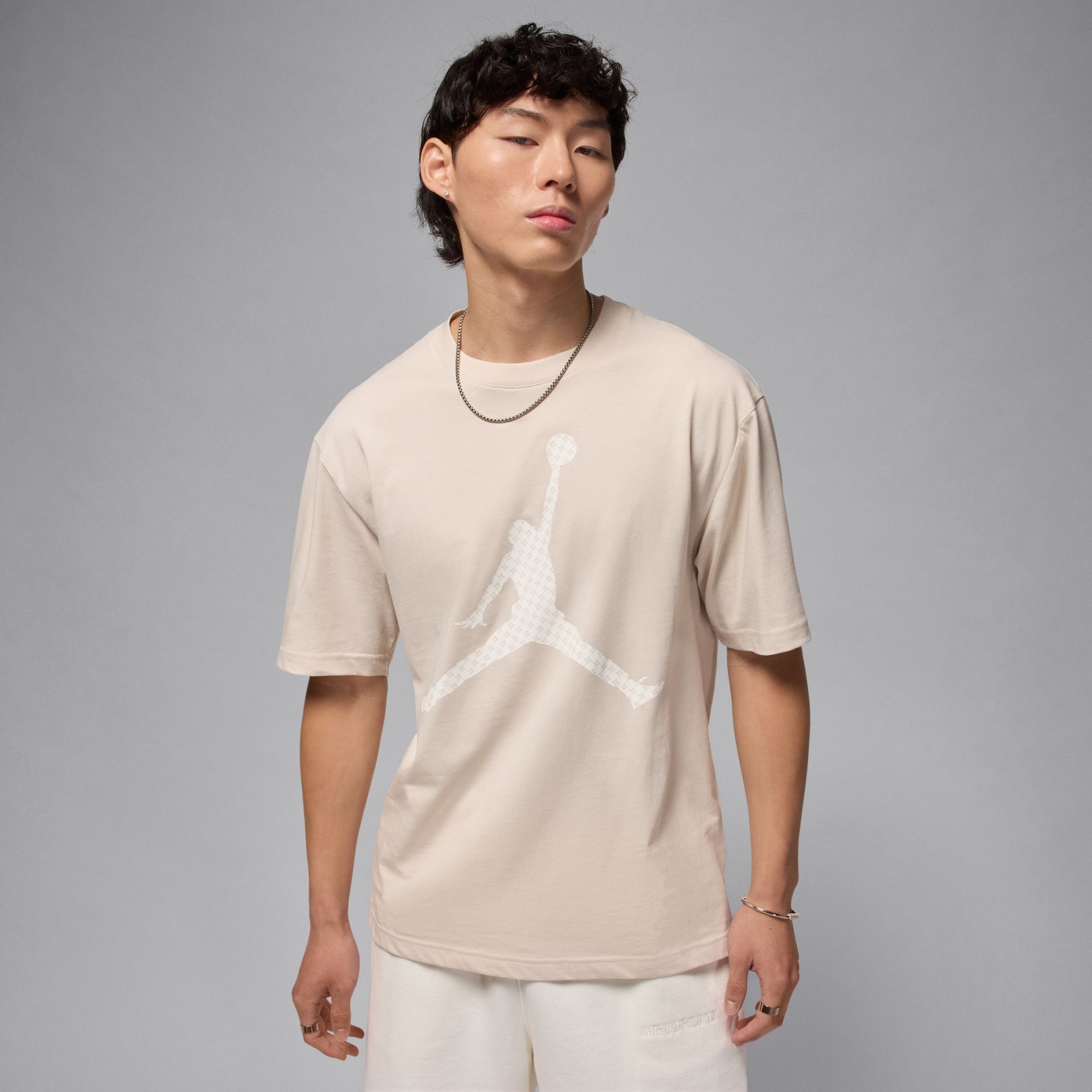Jordan Brooklyn SS Crew Erkek Bej Tişört