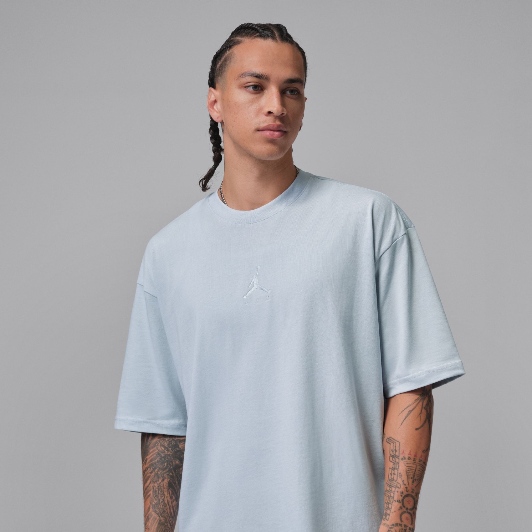 Jordan Flight Oversize Ss Crew Erkek Mavi Tişört