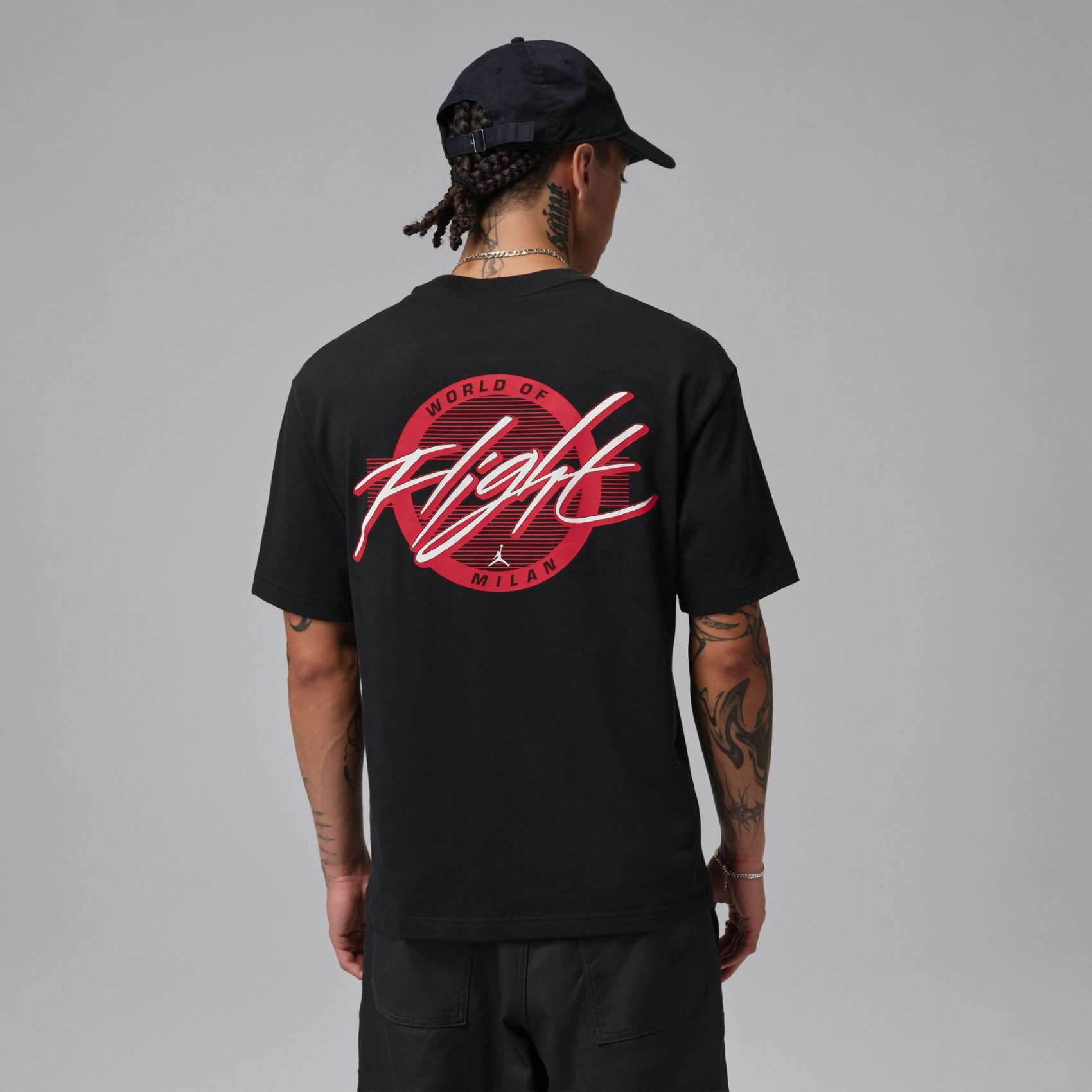 Jordan Milano World of Flight Ss Crew Erkek Siyah Tişört