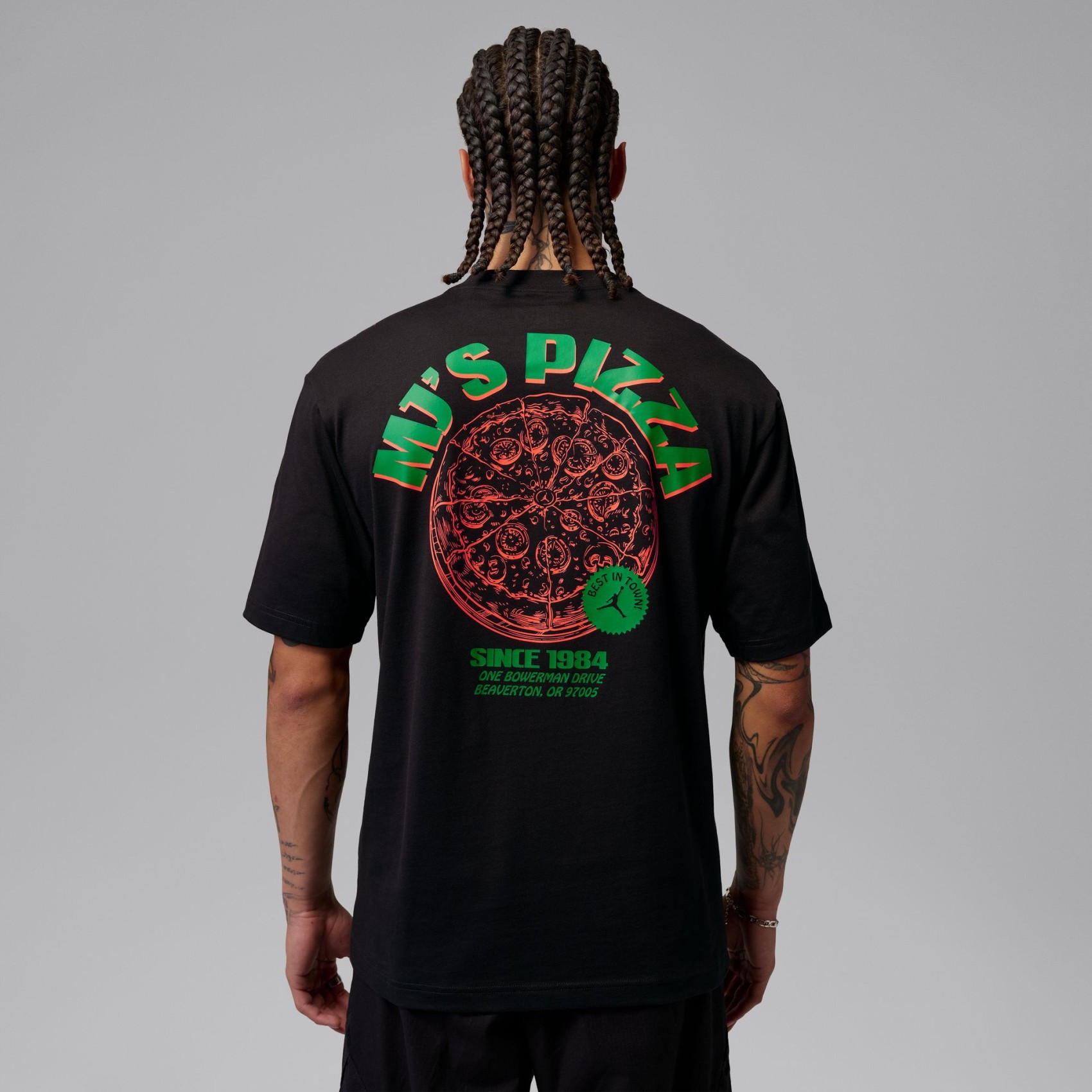 Jordan Pizza Gfx Ss Crew Erkek Siyah Tişört