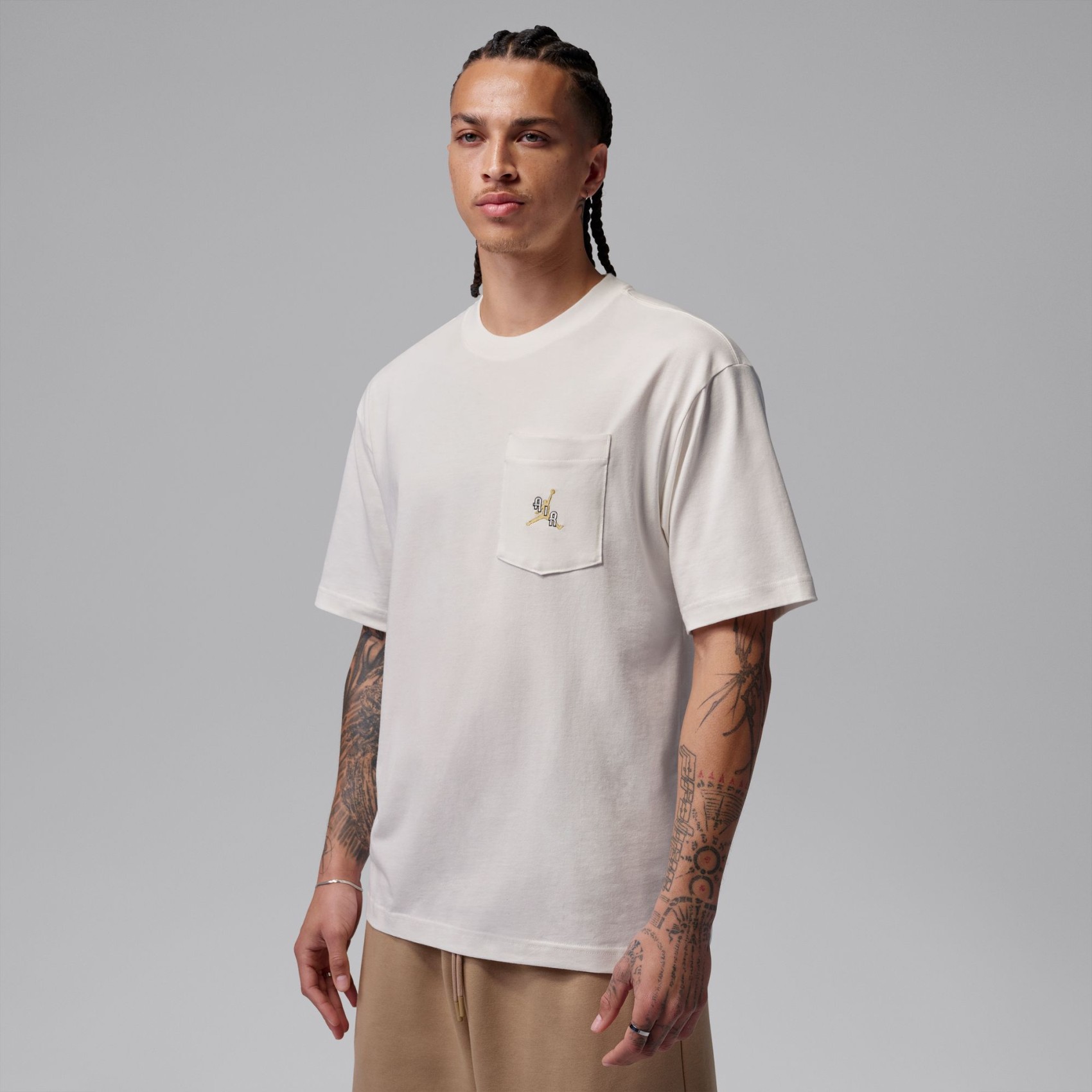 Jordan Pocket Ss Crew Erkek Bej Tişört