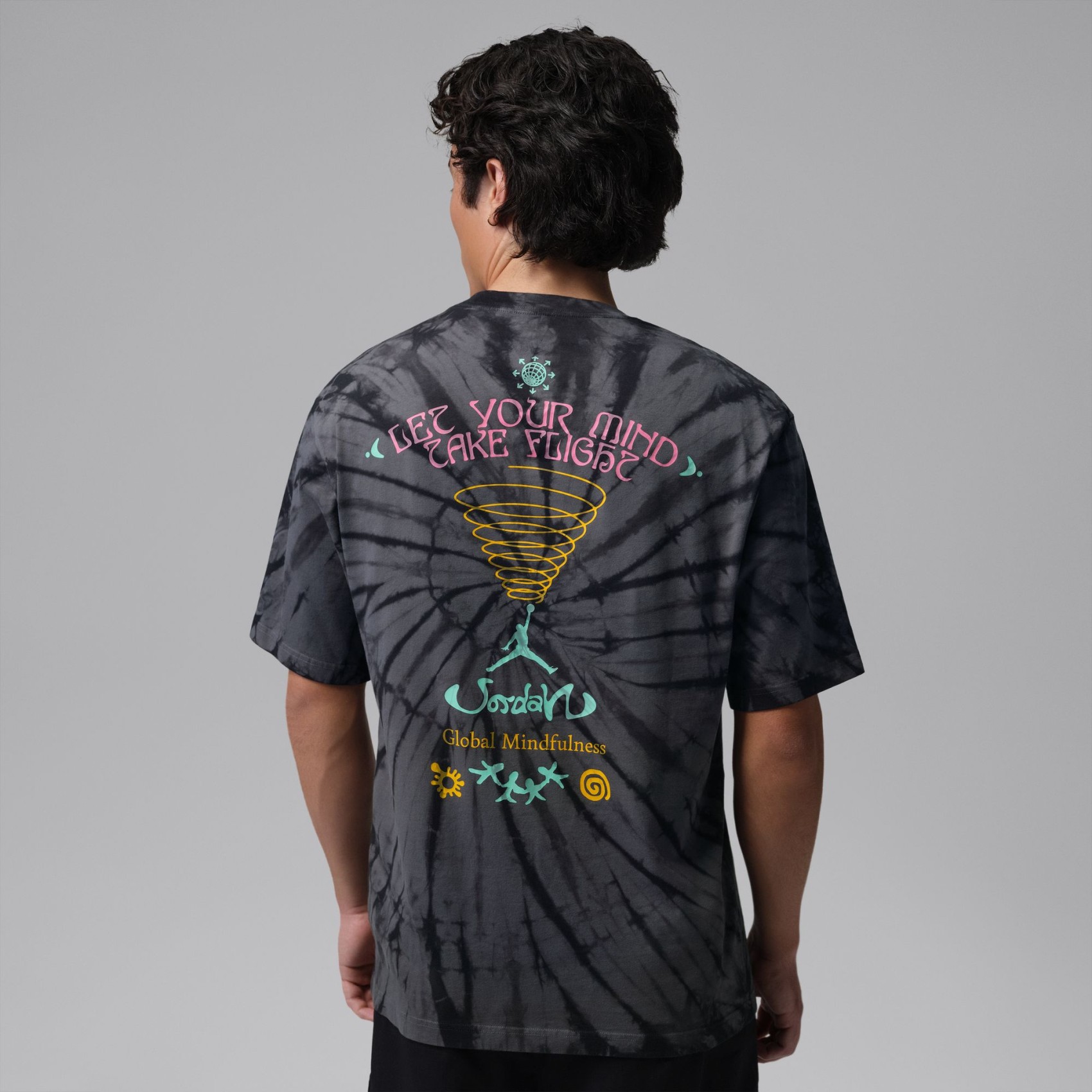Jordan Tie Dye Fest Ss Crew Erkek Gri Tişört