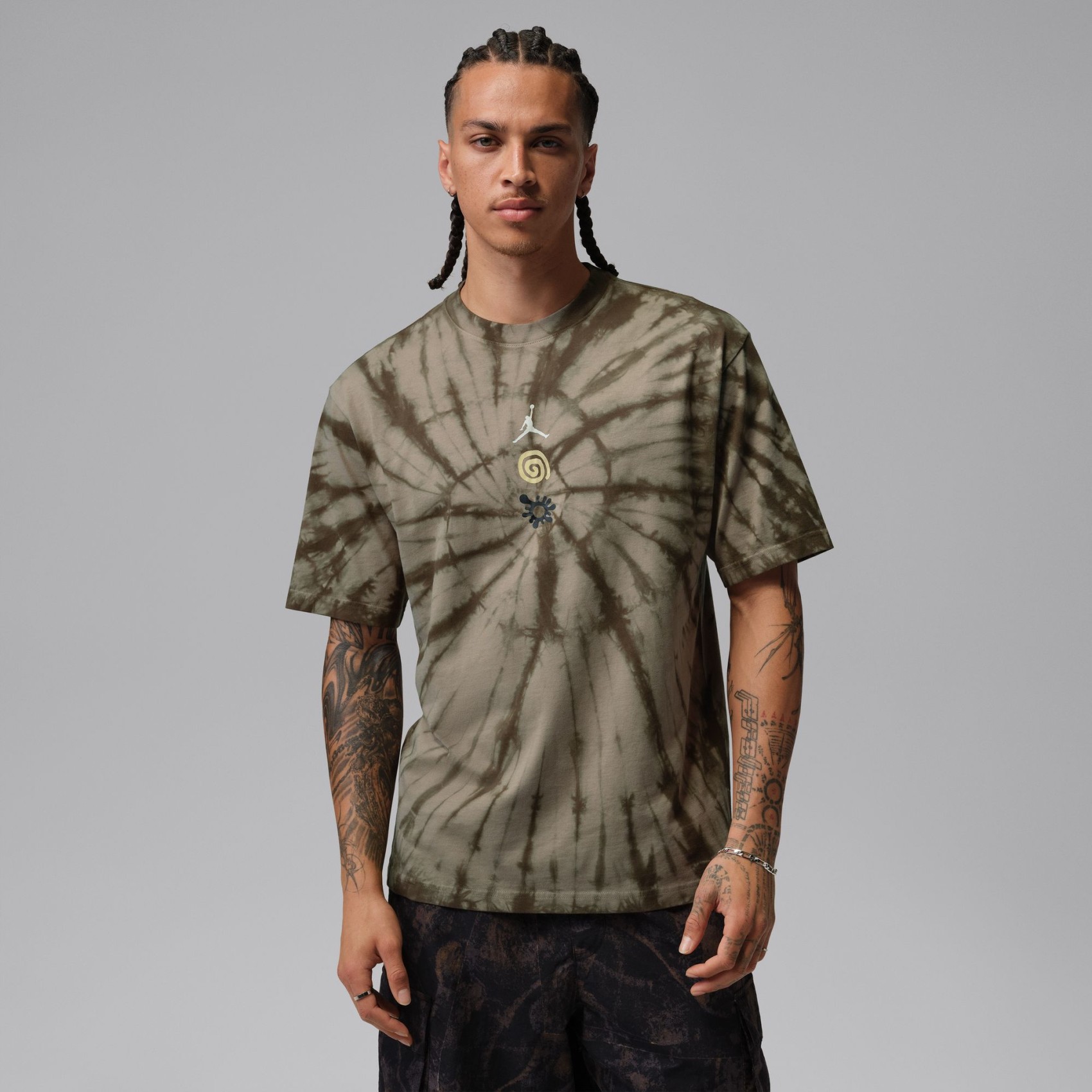 Jordan Tie Dye Fest Ss Crew Erkek Kahverengi Tişört