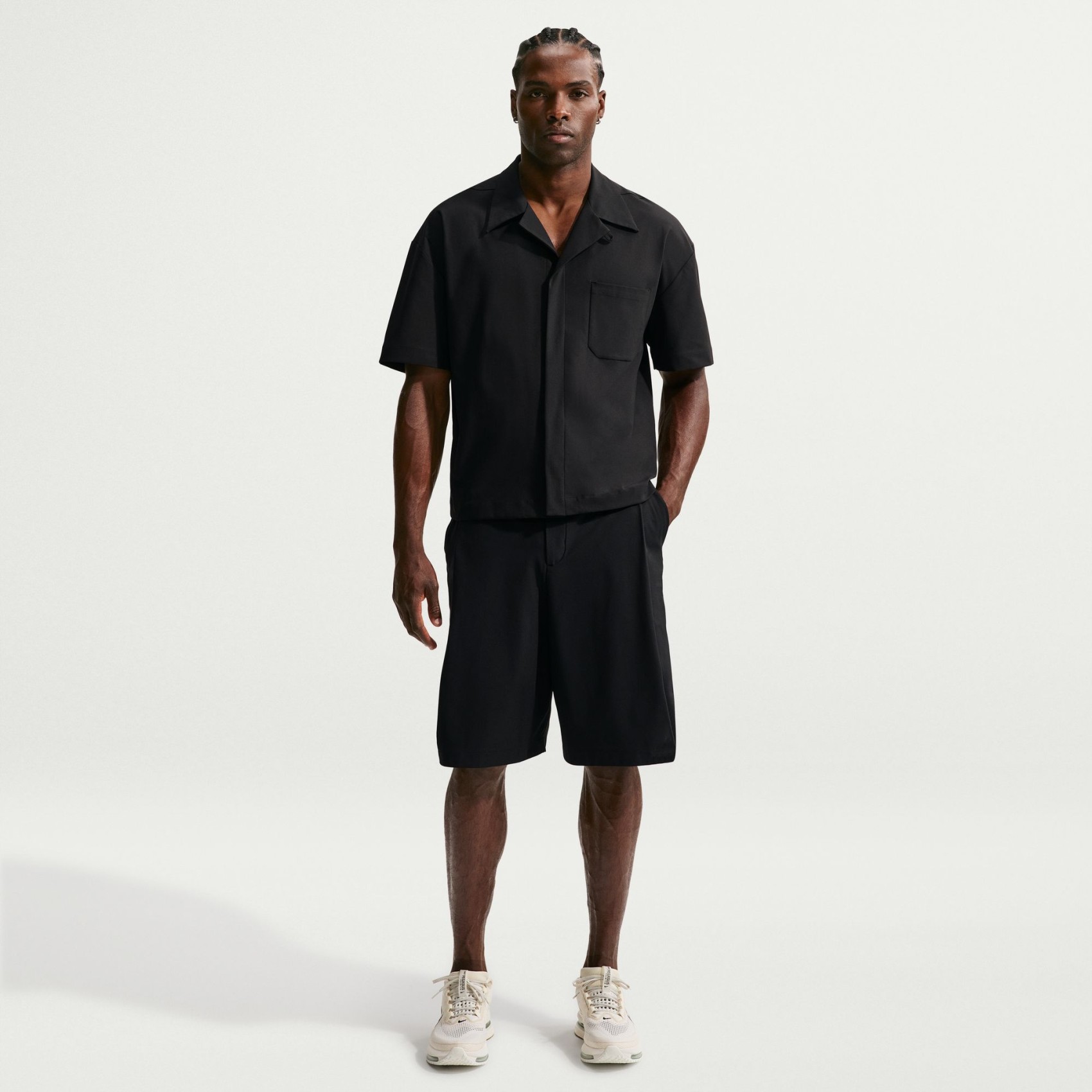 24.7 PerfectStretch UV Button-Up Ss Shirt Erkek Siyah Gömlek