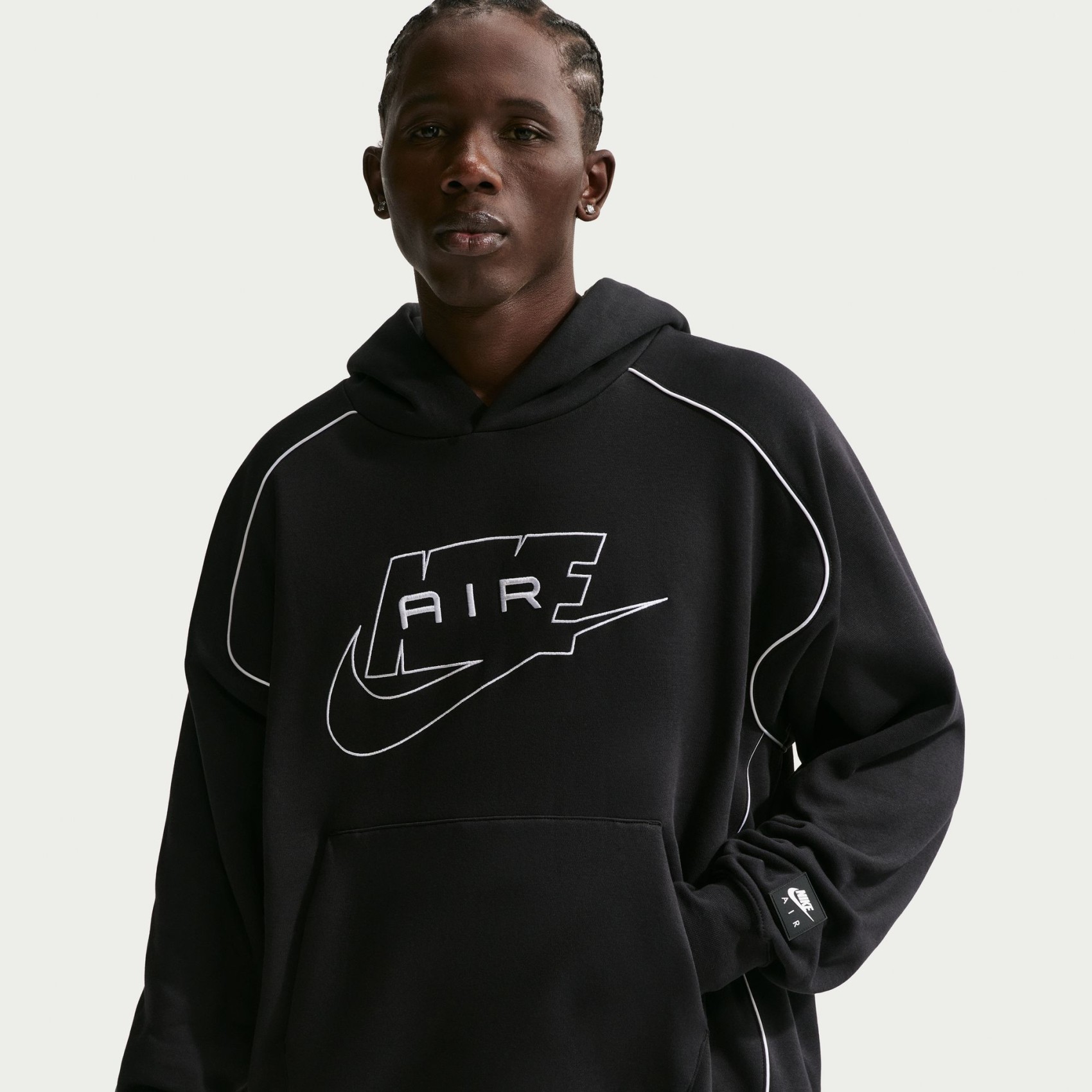 Air Fleece Pullover Hoodie Erkek Siyah Sweatshirt