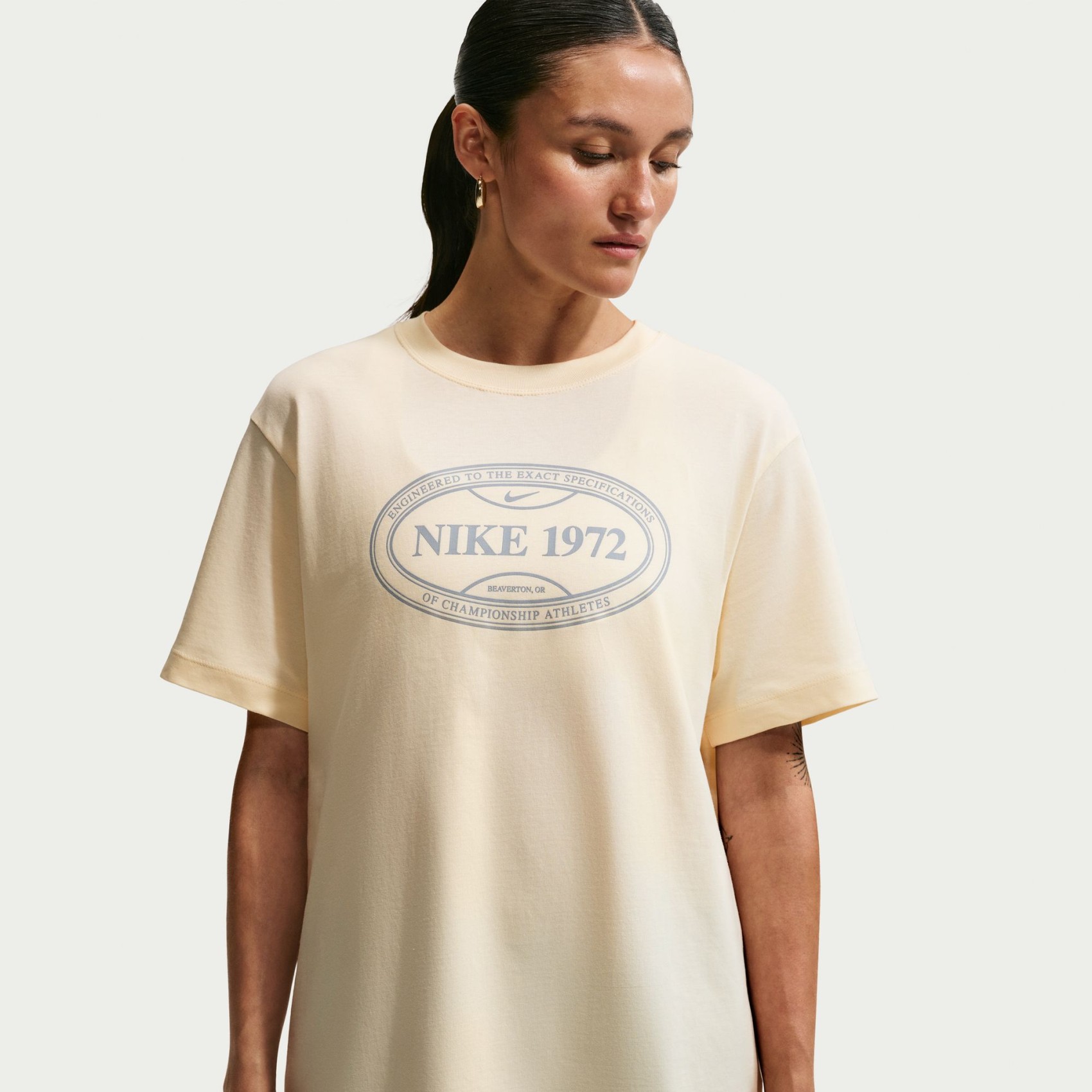 Boxy Os Tee Kadın Bej Tişört