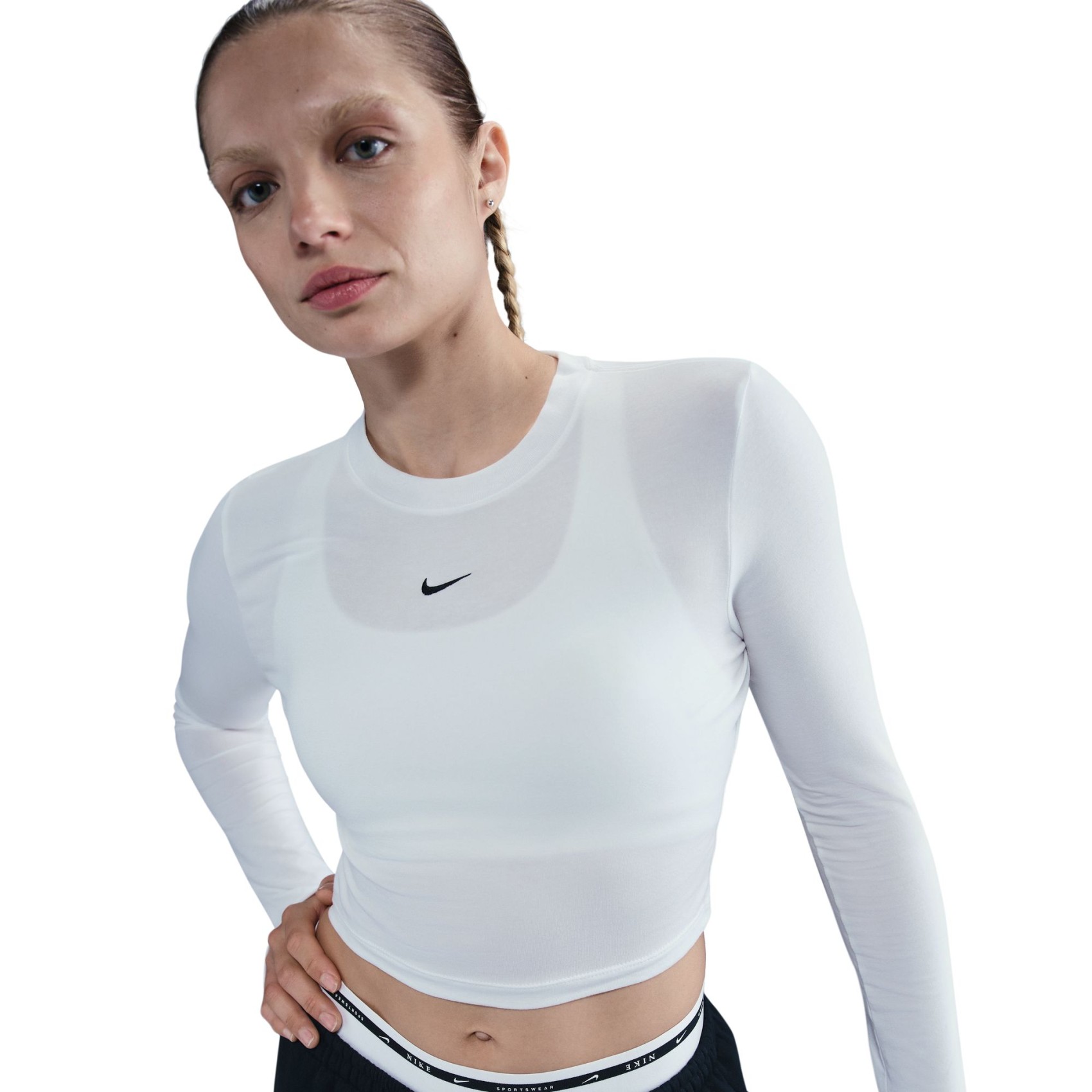 Chill Knit LS Crop Kadın Beyaz Tişört