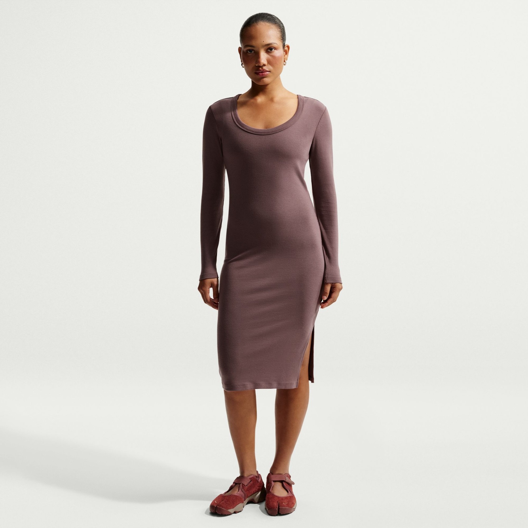 Chill Knit Ls Midi Dress Kadın Kahverengi Elbise