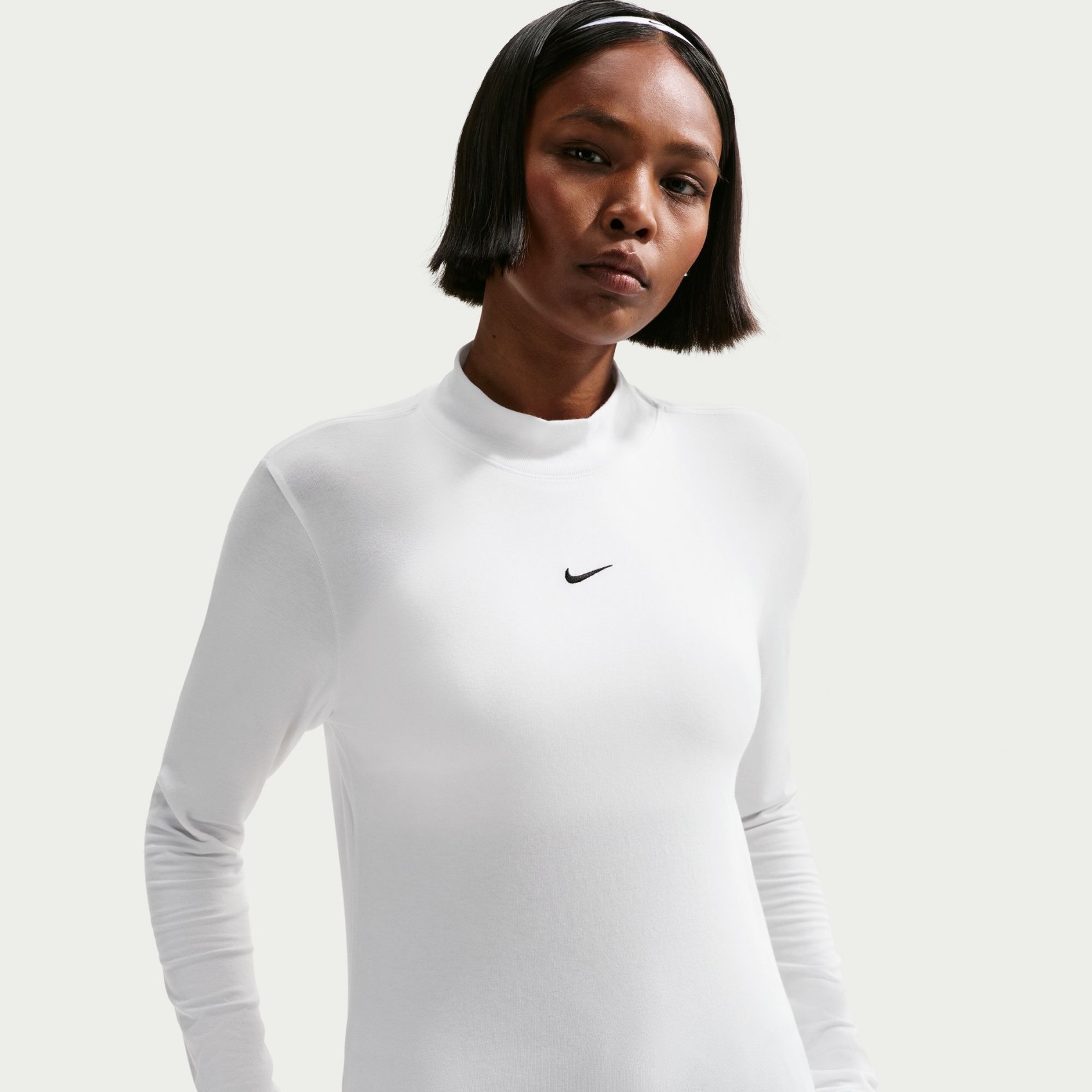 Chill Knit Mock Tee Kadın Beyaz Uzun Kollu Tişört
