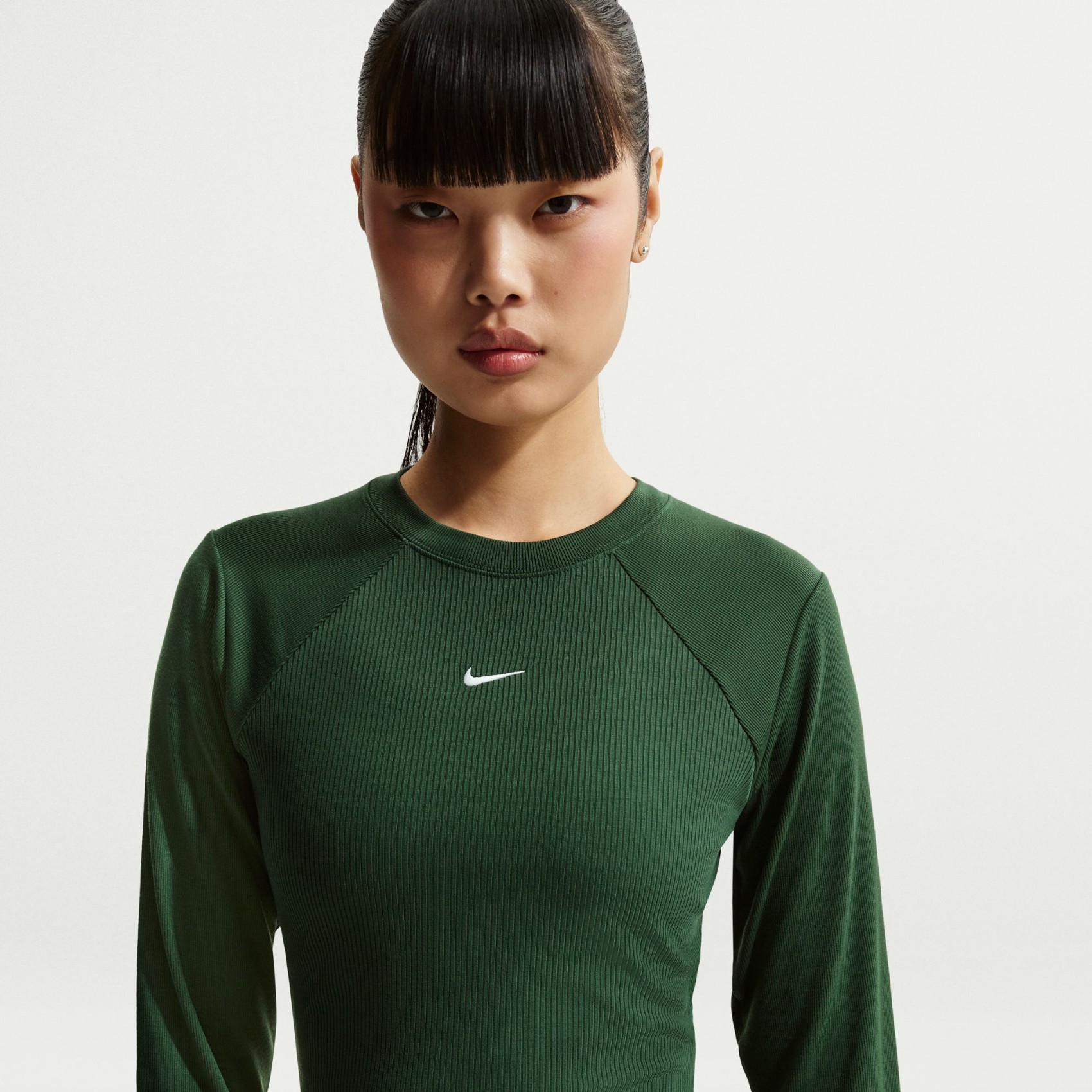 Chill Knit Rib Ls Top Kadın Yeşil Sweatshirt