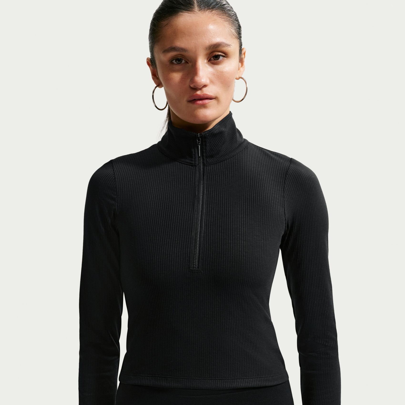 Chill Knit Rib Qz Ls Top Kadın Siyah Sweatshirt