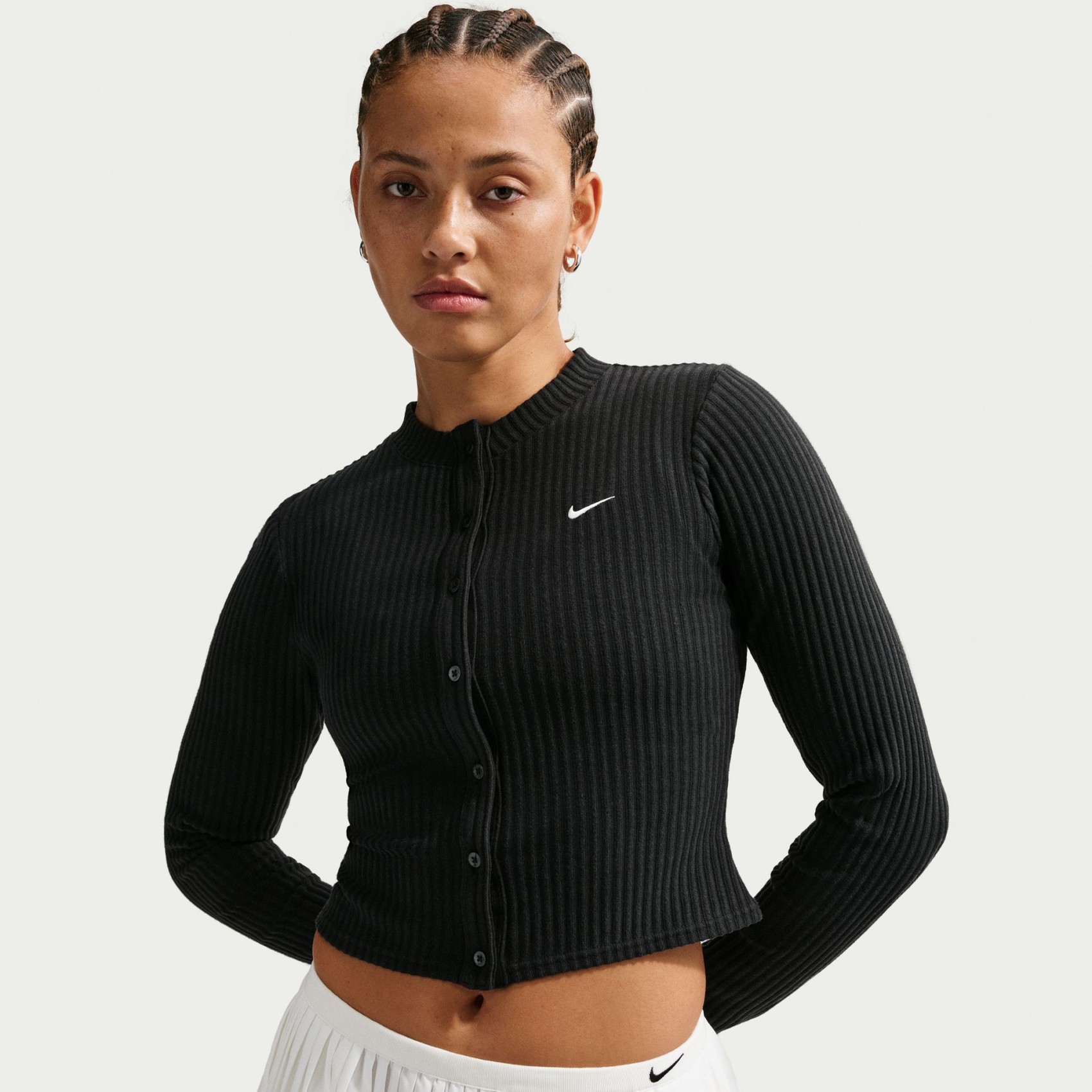 Chill Knit Wide Rib Cardigan Kadın Siyah Sweatshirt