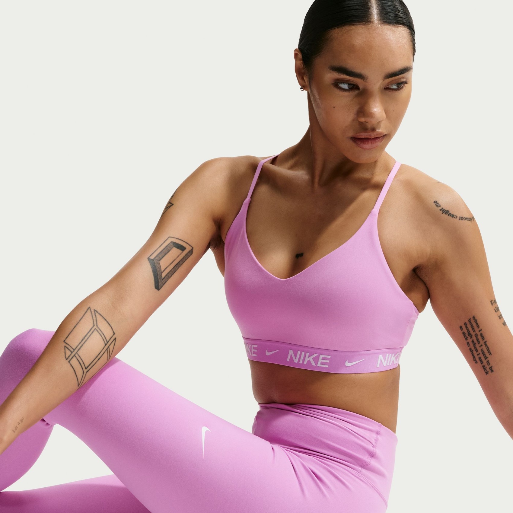 Dri-FIT Indy Light Support Bra Pedli Kadın Pembe Sporcu Sütyeni