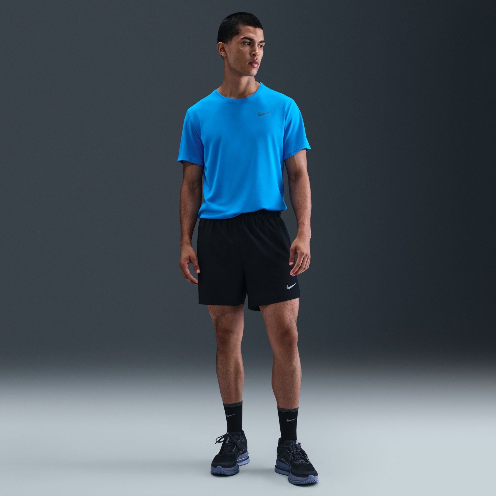 Dri-FIT Miler UV Erkek Mavi Koşu Tişörtü
