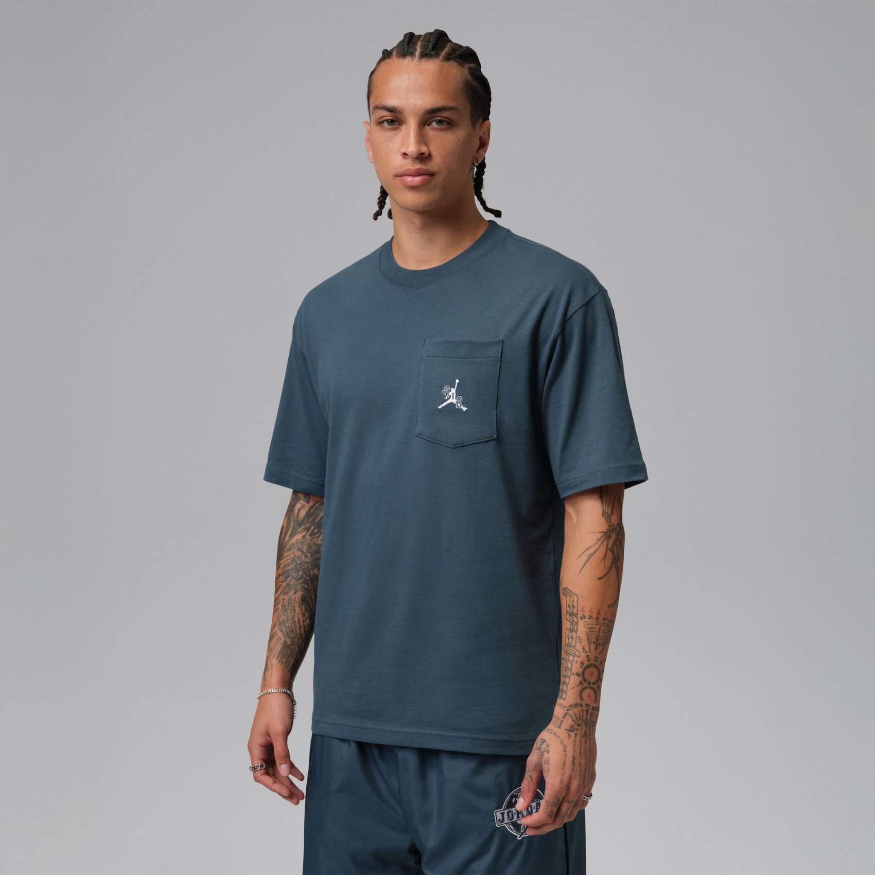 Jordan Pocket Ss Crew Erkek Mavi Tişört