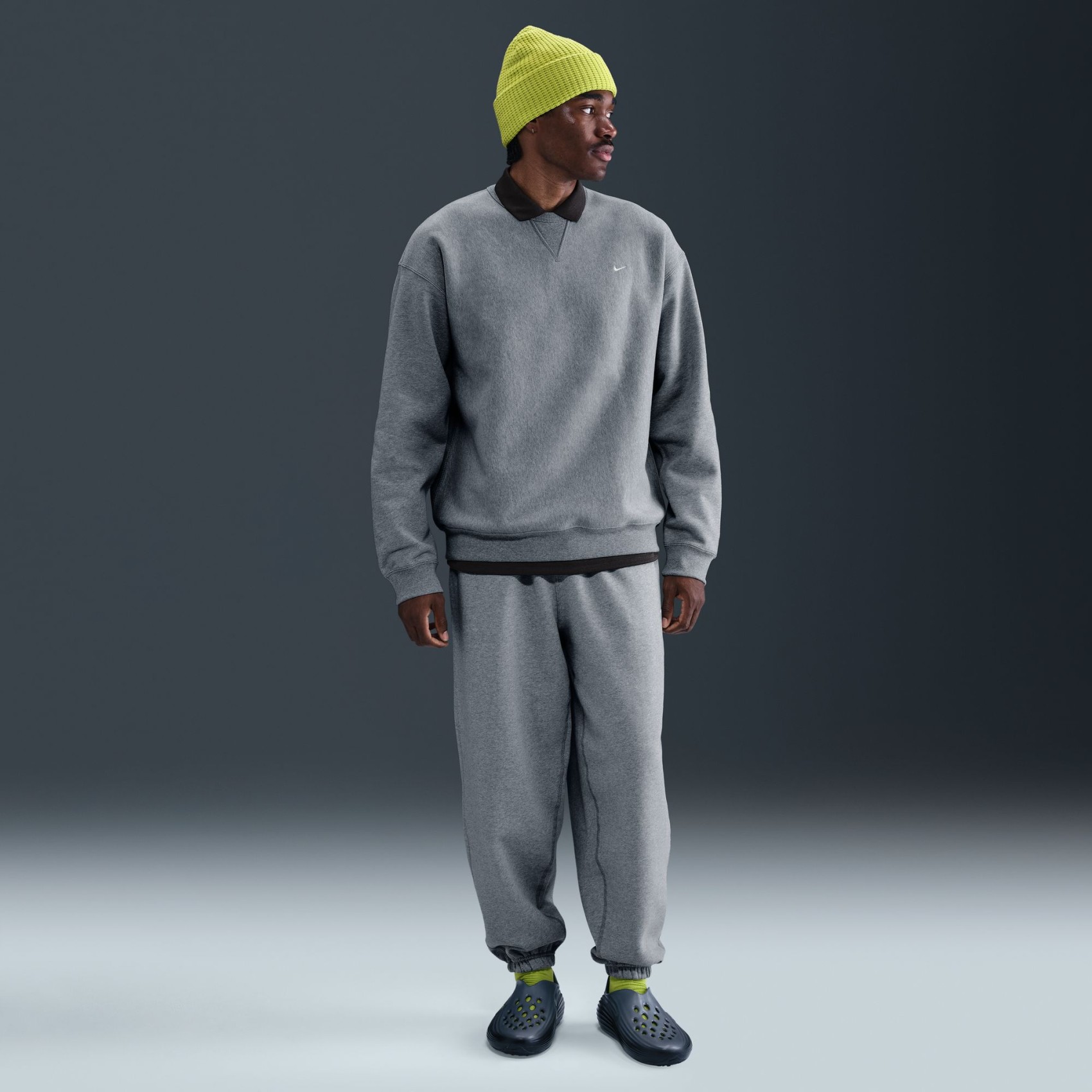 Nike Life Solo Swoosh BB Crew Erkek Gri Sweatshirt