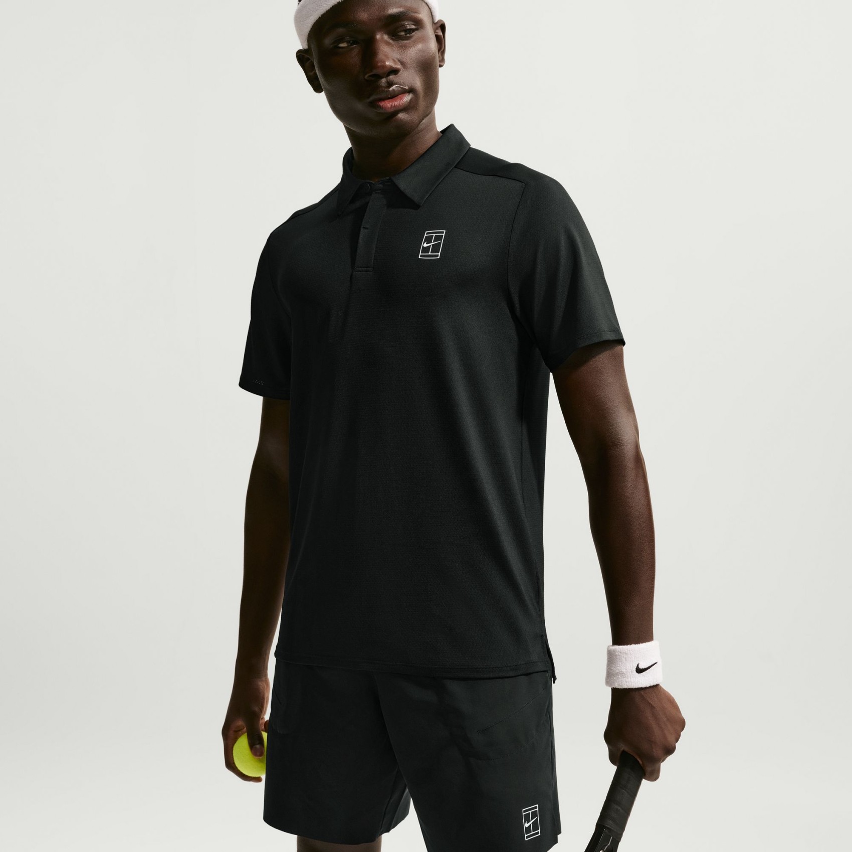 NikeCourt Dri-FIT Advantage Polo Erkek Siyah Tişört