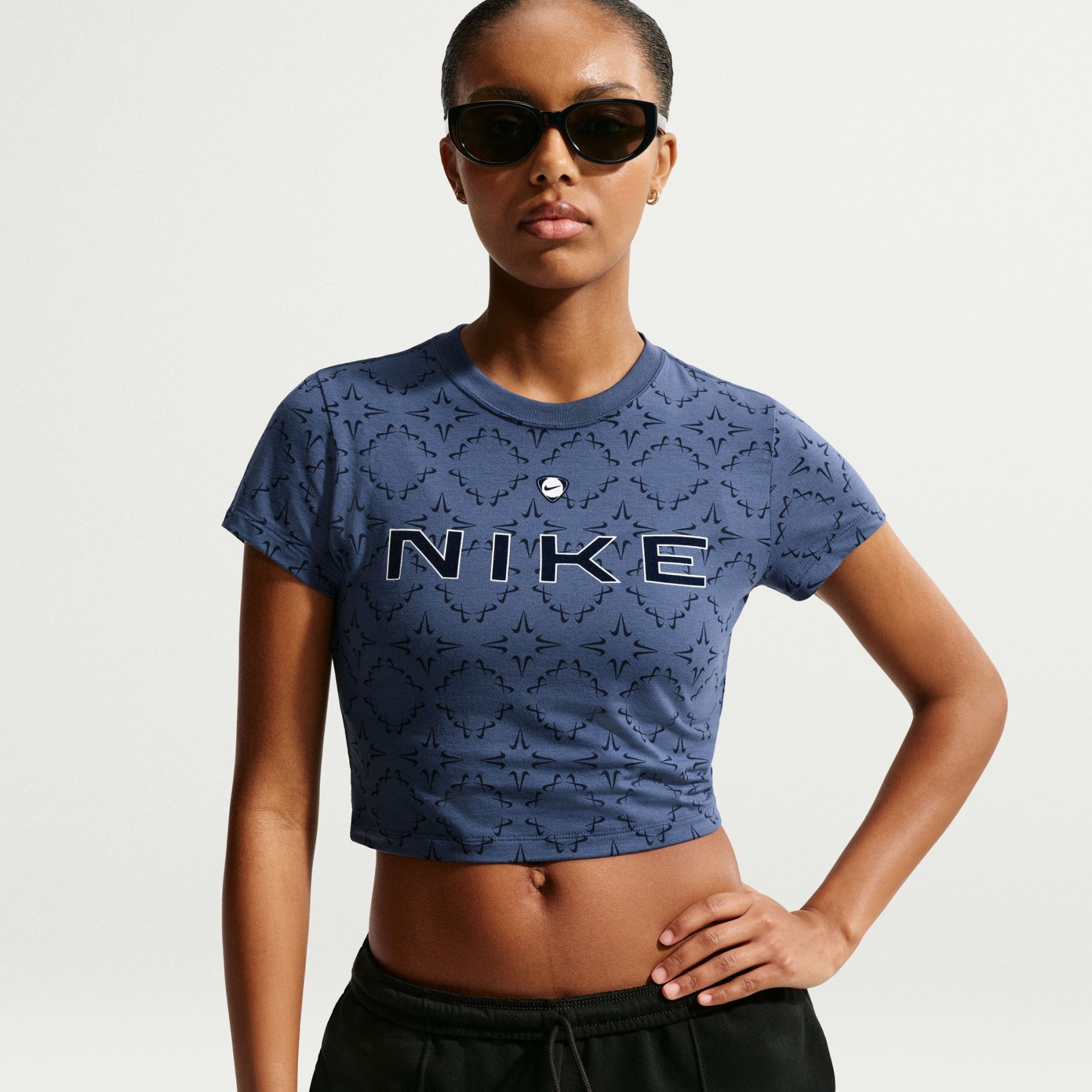 Nsw Chill Knit Crop Sportique Tee Kadın Mavi Tişört