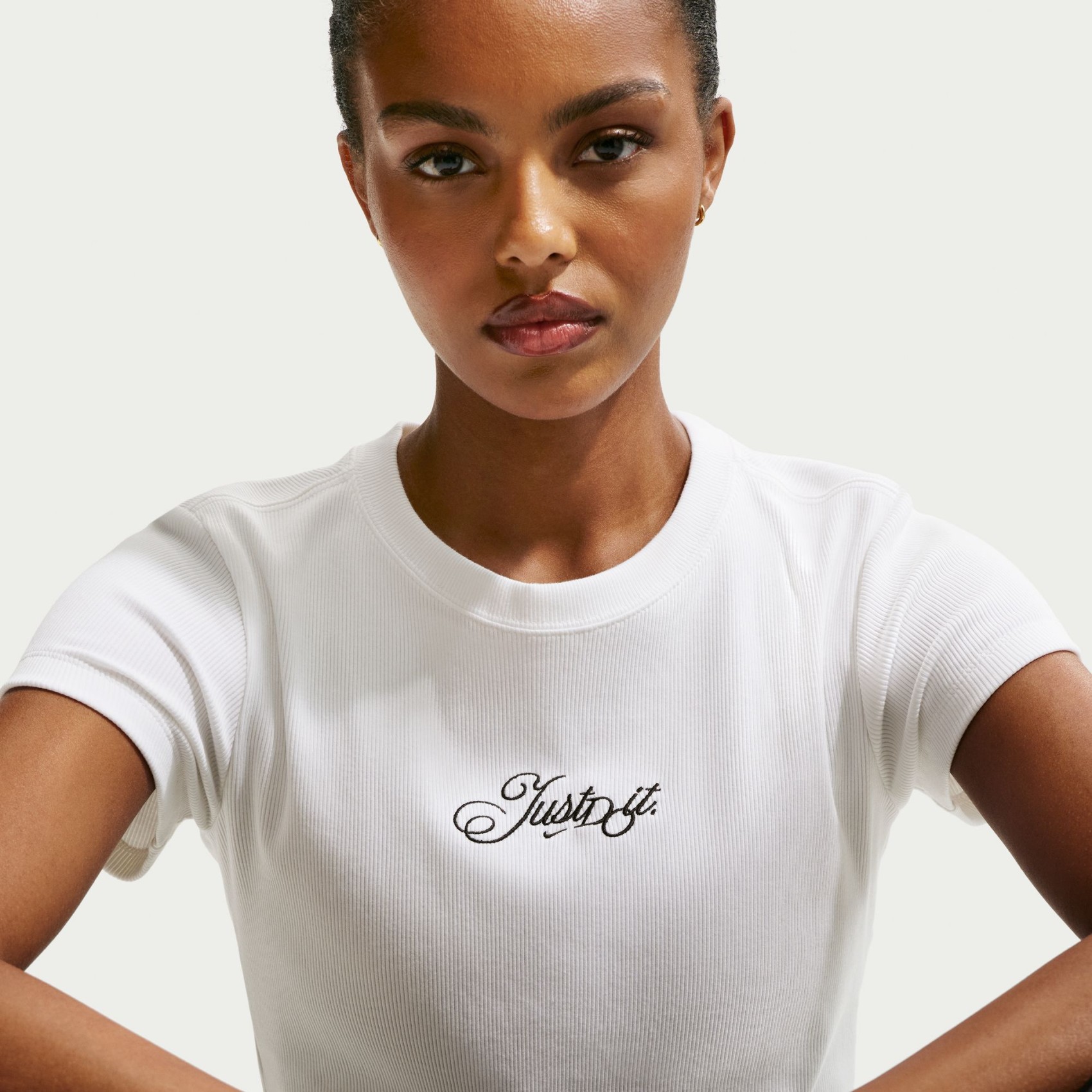 Nsw Rib Mod Crop Jdi Tee Kadın Beyaz Tişört