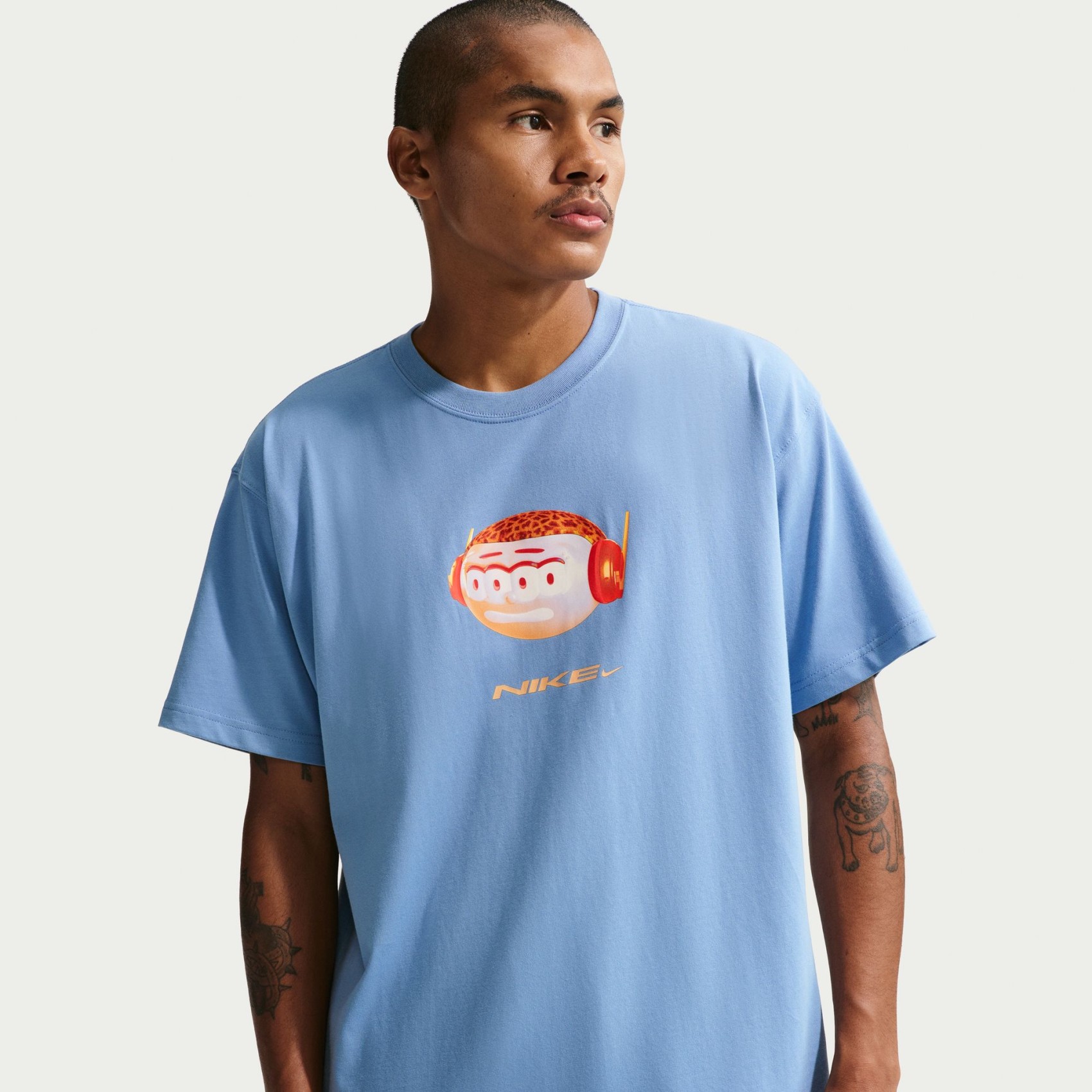 Nsw Tee Dn Flock Erkek Mavi Tişört