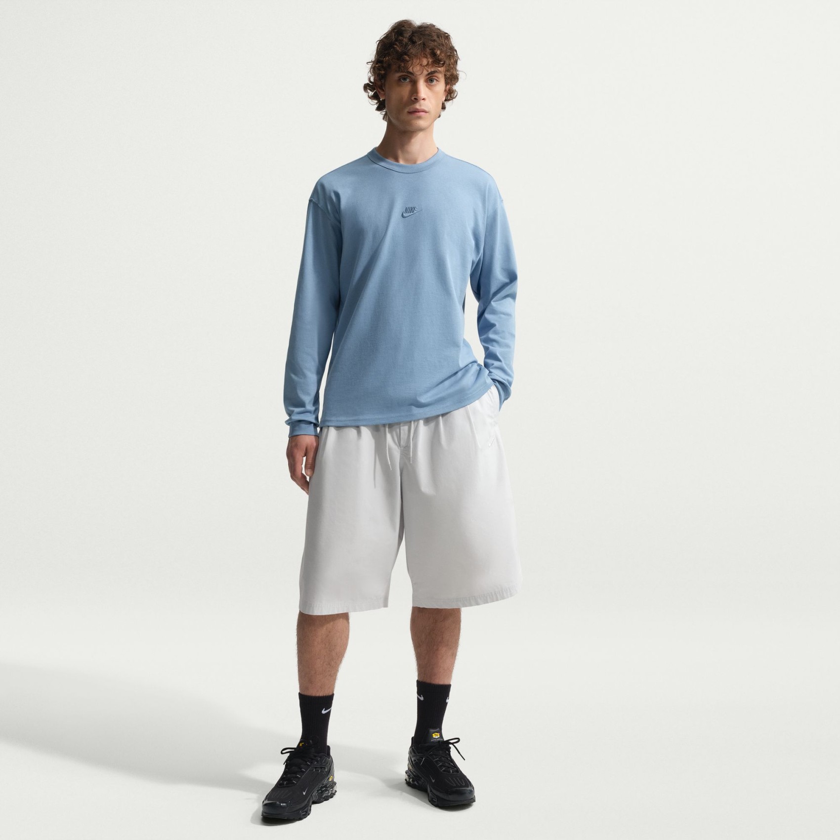 Nsw Tee Ls Premium Essential Erkek Mavi Sweatshirt