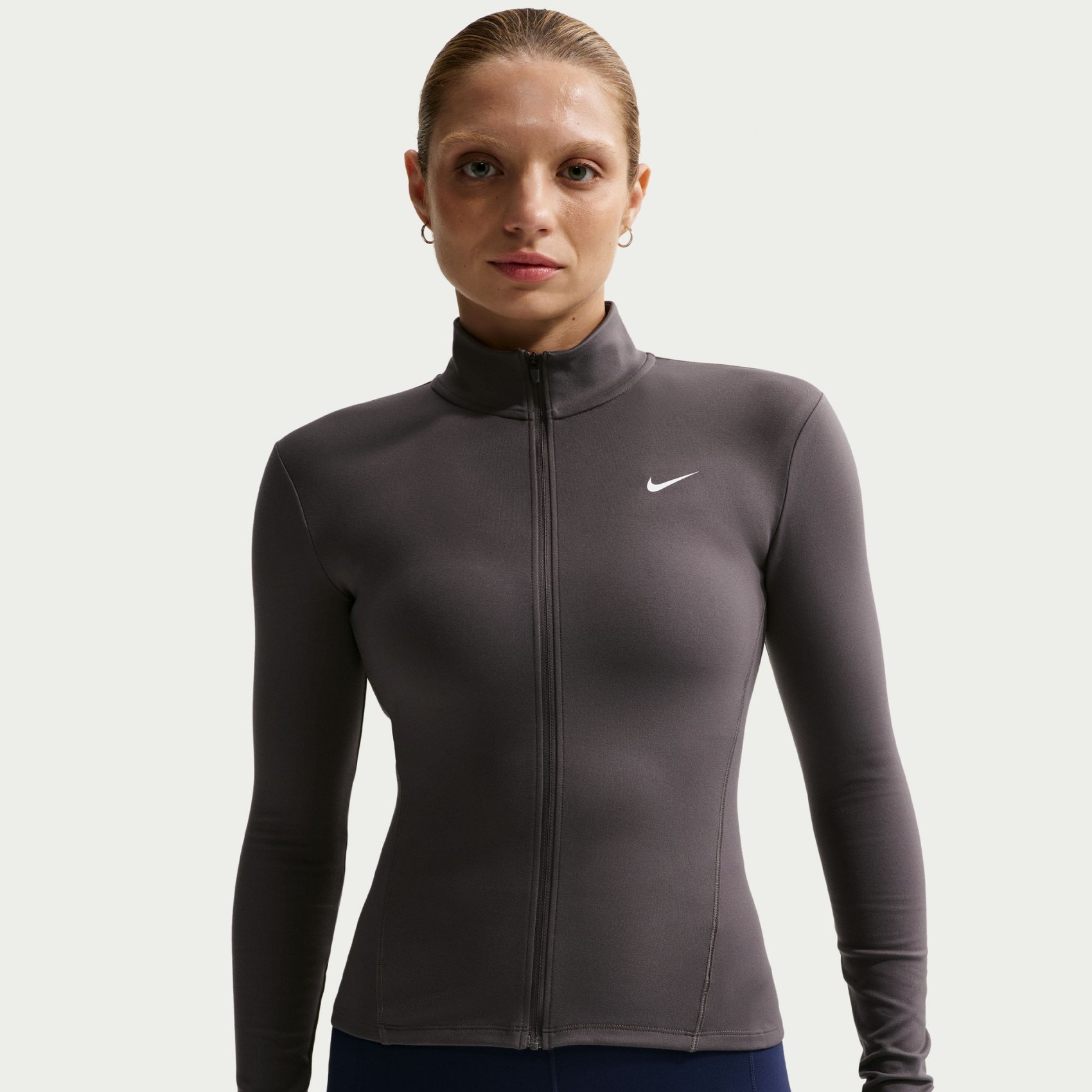 One Dri-FIT Fz Fitted Jacket Kadın Gri Sweatshirt