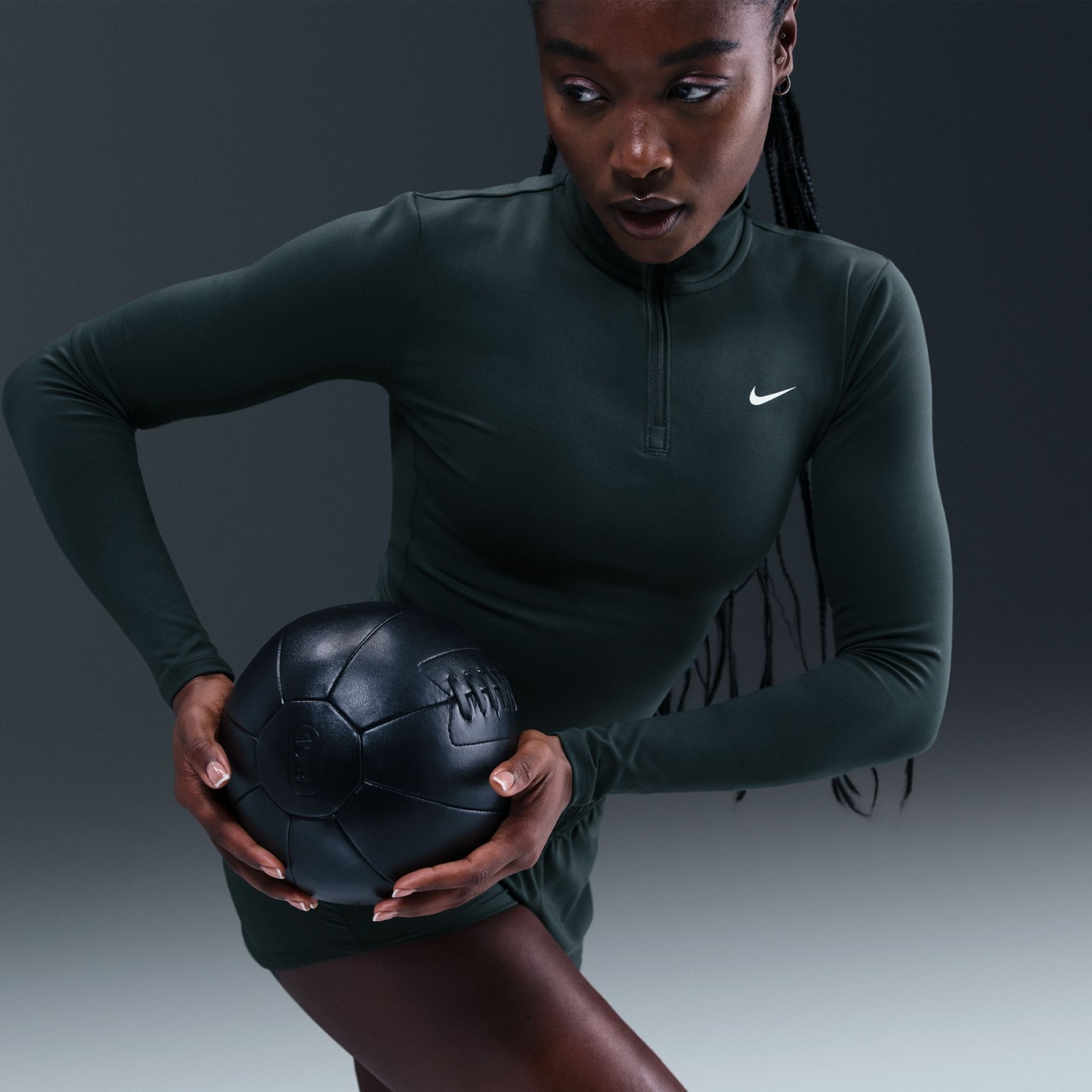 One Dri-FIT QZ Fitted Midlayer Kadın Yeşil Sweatshirt