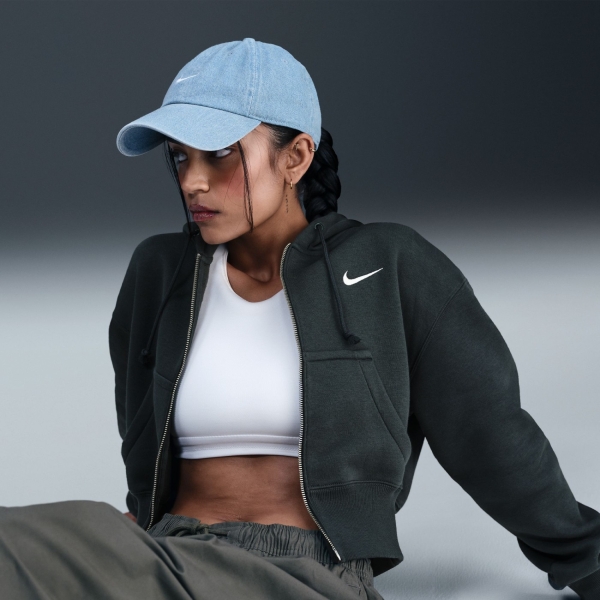 Nike Phoenix Fleece Crop FZ Hoodie Kadın Yeşil Sweatshirt HV2426-390