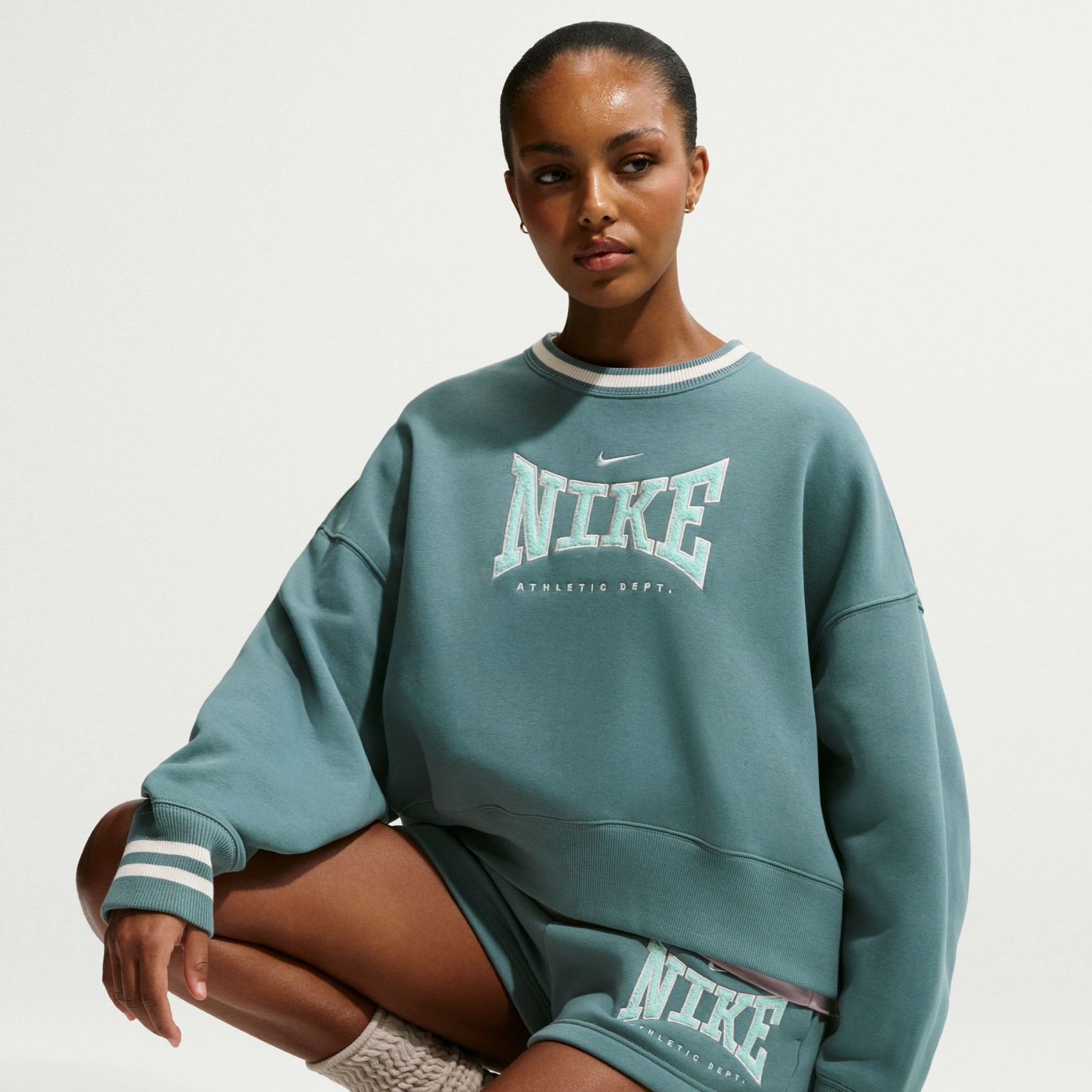 Phoenix Fleece Os Crew Kadın Yeşil Sweatshirt