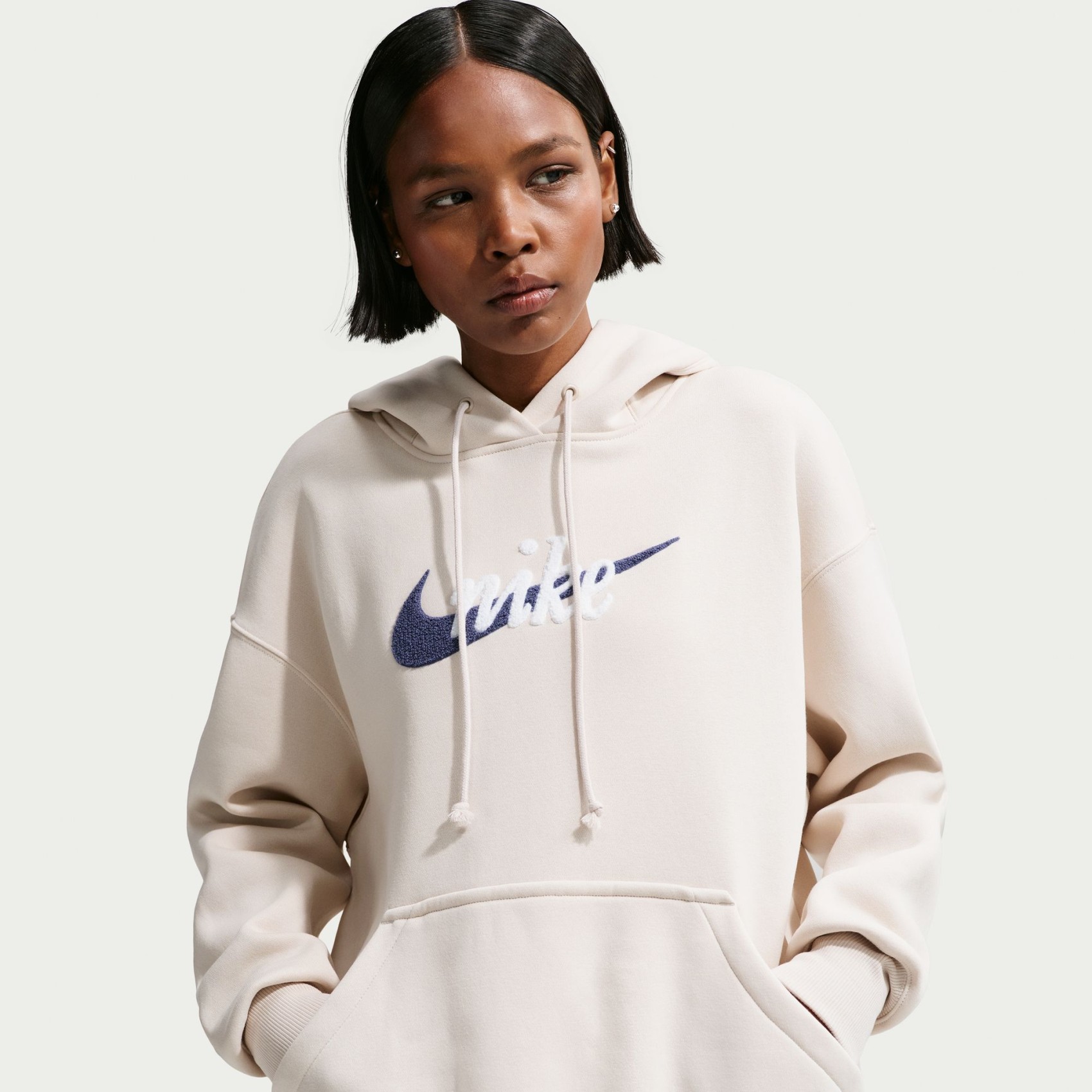 Phoenix Fleece Os Logo Hoodie Kadın Bej Sweatshirt