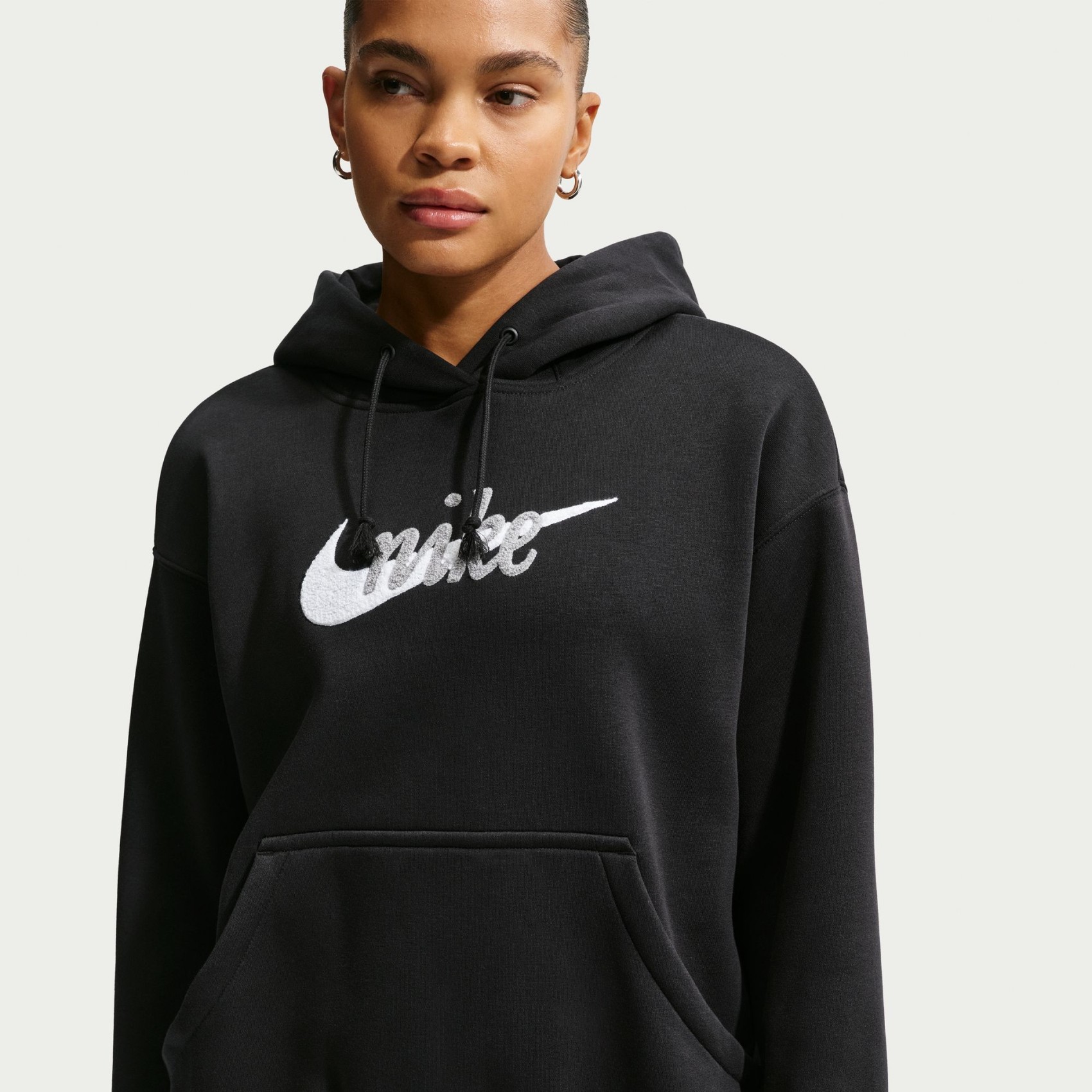 Phoenix Fleece Os Logo Hoodie Kadın Siyah Sweatshirt