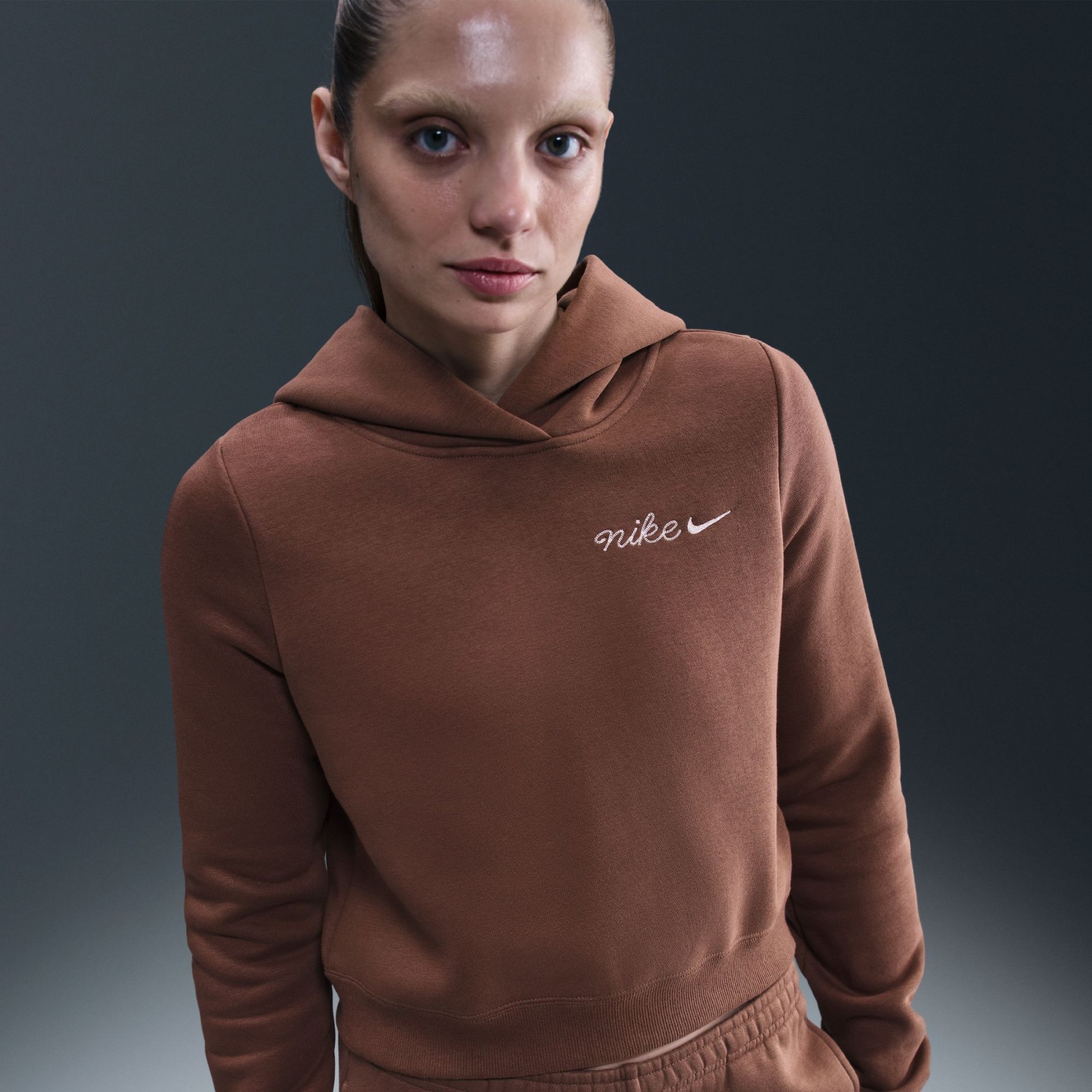 Phoenix Fleece Shrunken Hoodie Kadın Kahverengi Sweatshirt