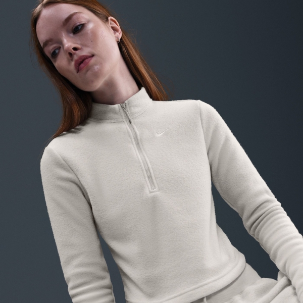 Nike Phoenix Plush HZ LS Top Kadın Bej Sweatshirt FV8028-072