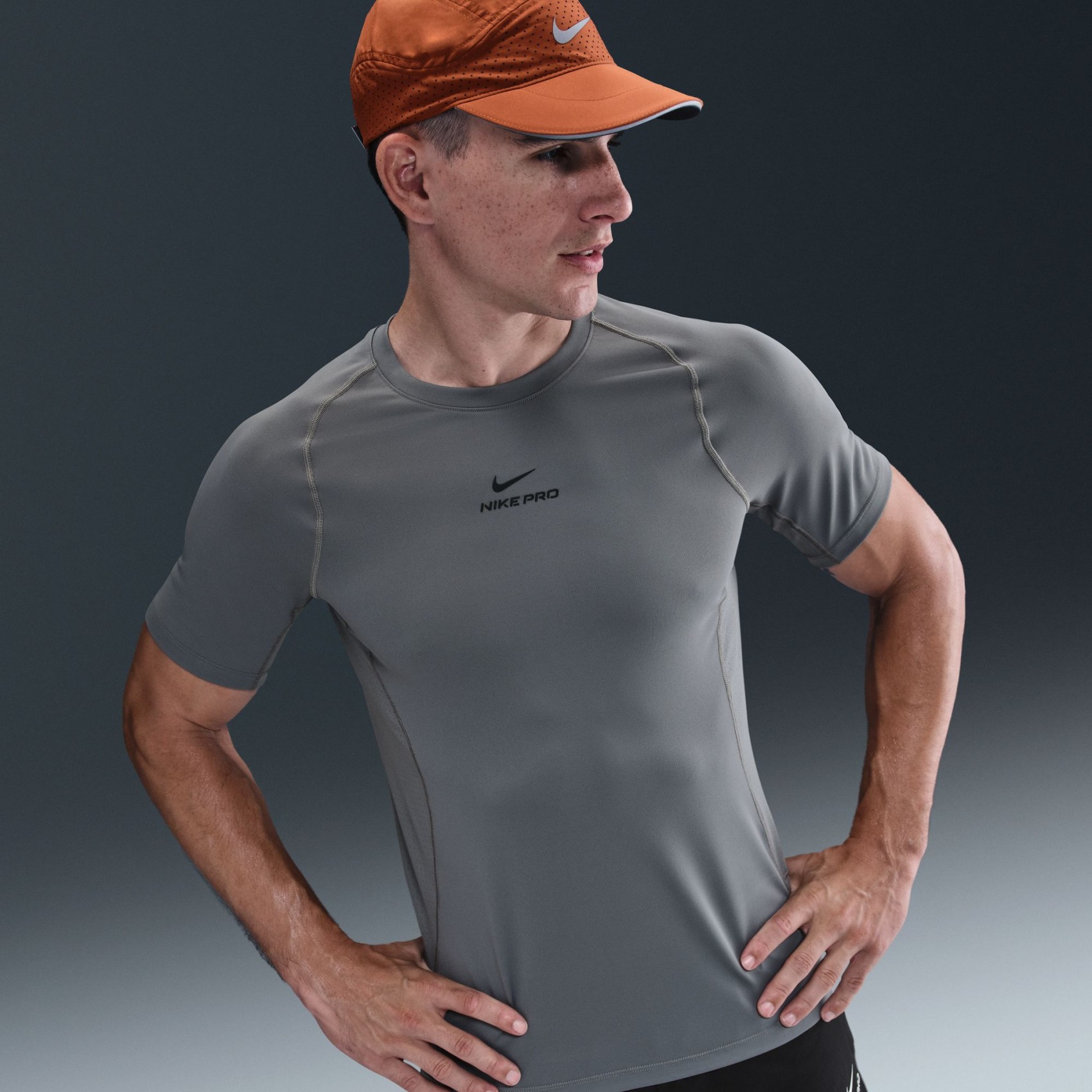 Nike Pro Dri-FIT Ss Top Erkek Gri Tişört