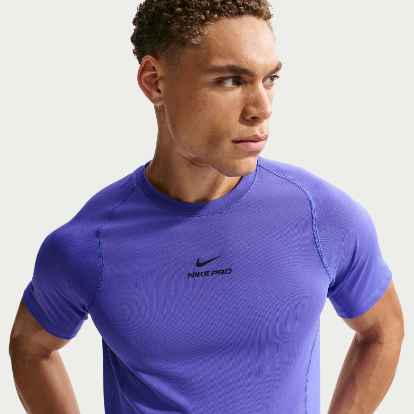 Nike Pro Dri-FIT Ss Top Erkek Mor Tişört