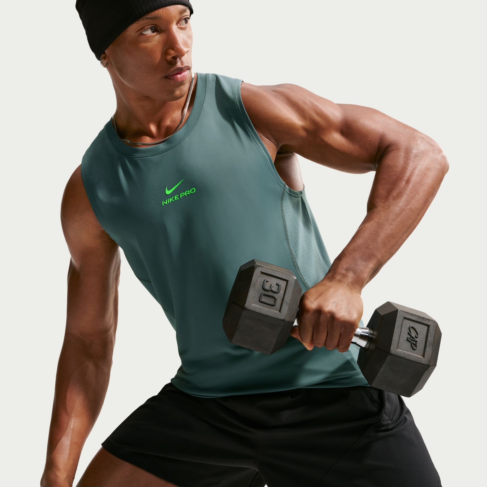 Nike Pro Dri-FIT Tank Erkek Yeşil Atlet