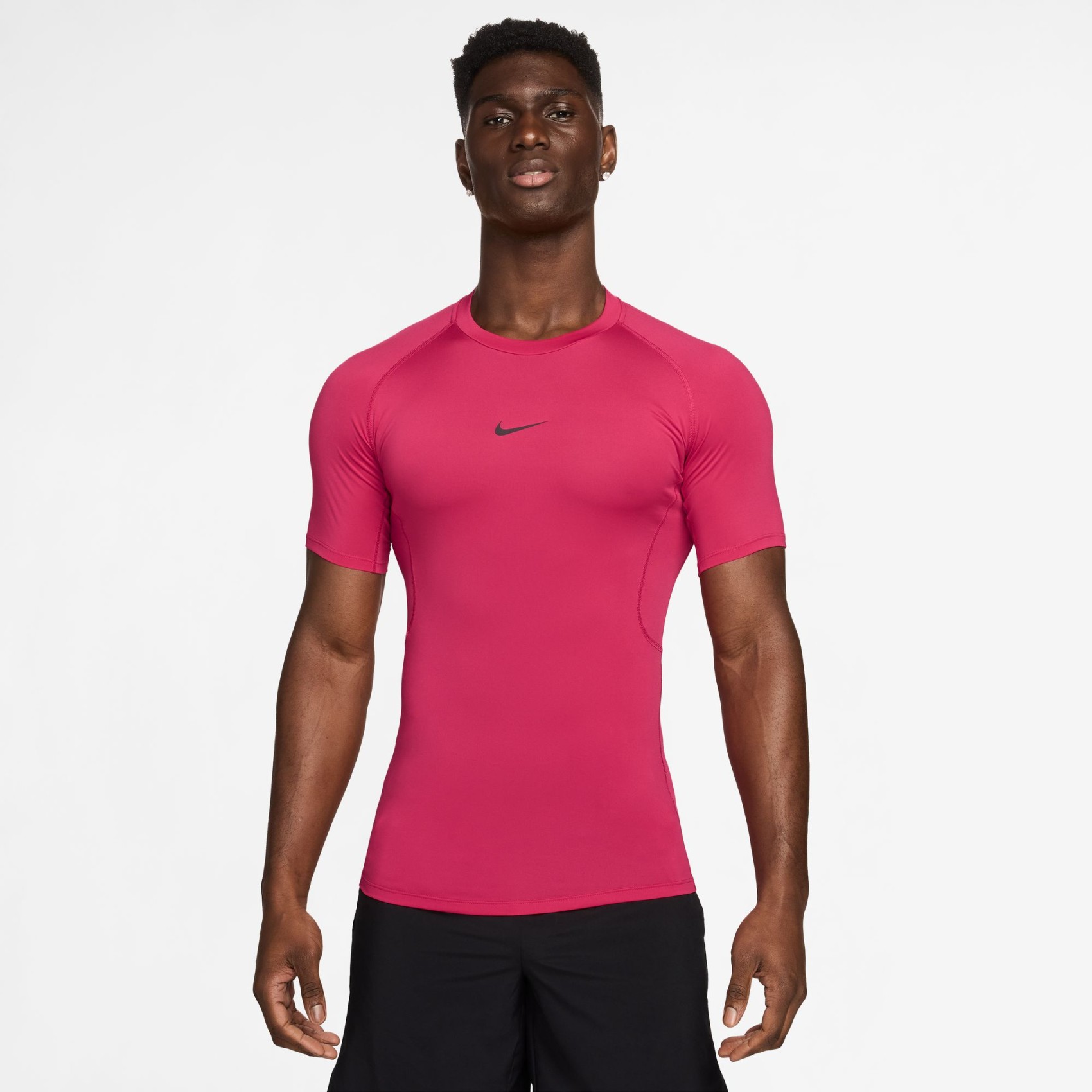 Nike Pro Dri-FIT Tight Top Ss Erkek Pembe Tişört