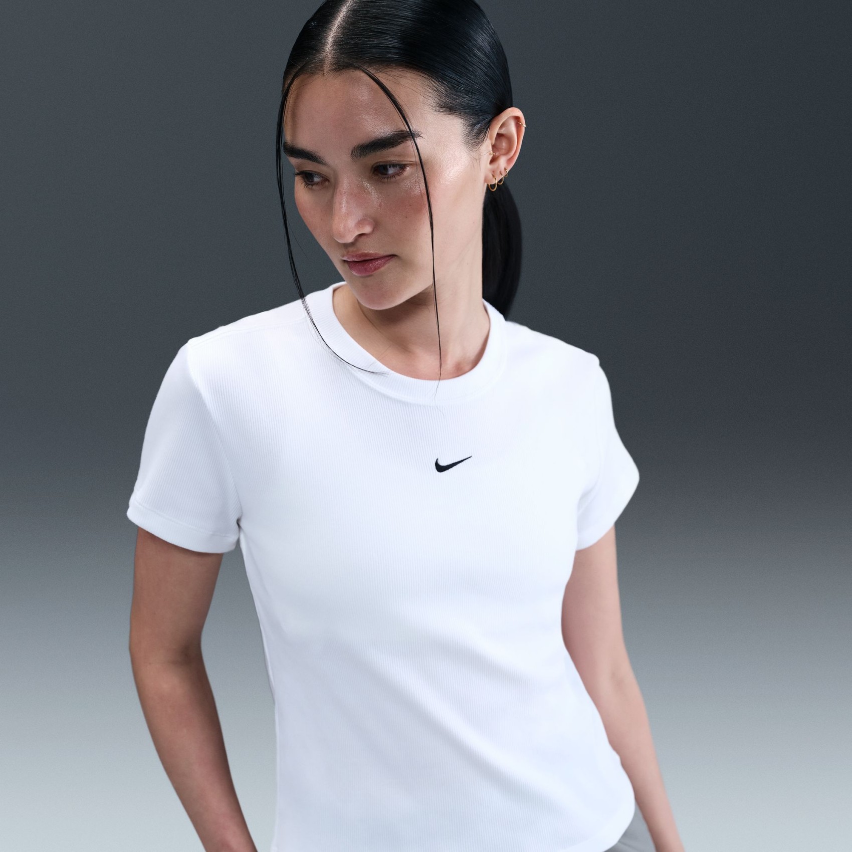 NSW Rib Tight SS Tee Kadın Beyaz Tişört