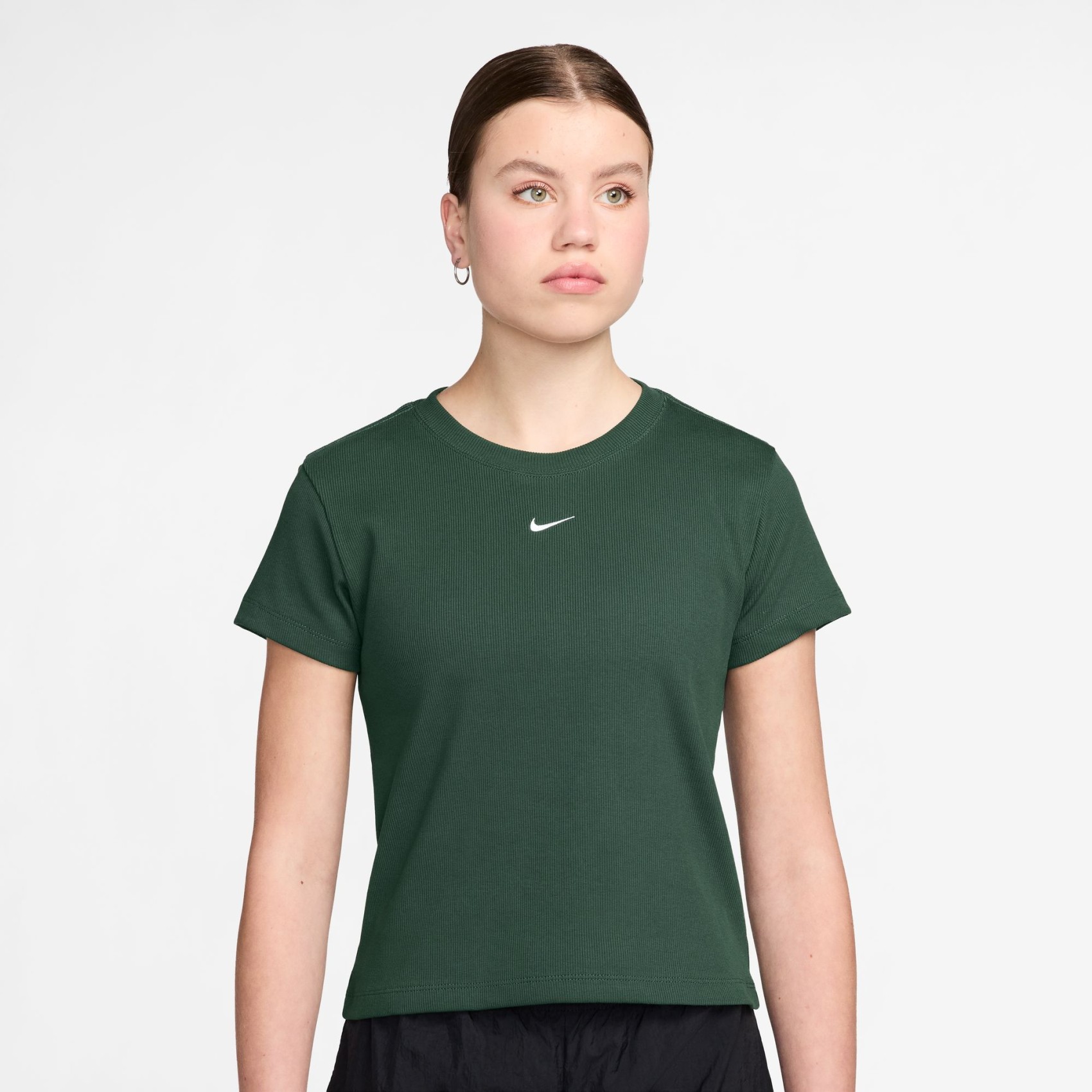 Rib Tight Ss Tee Kadın Yeşil Tişört