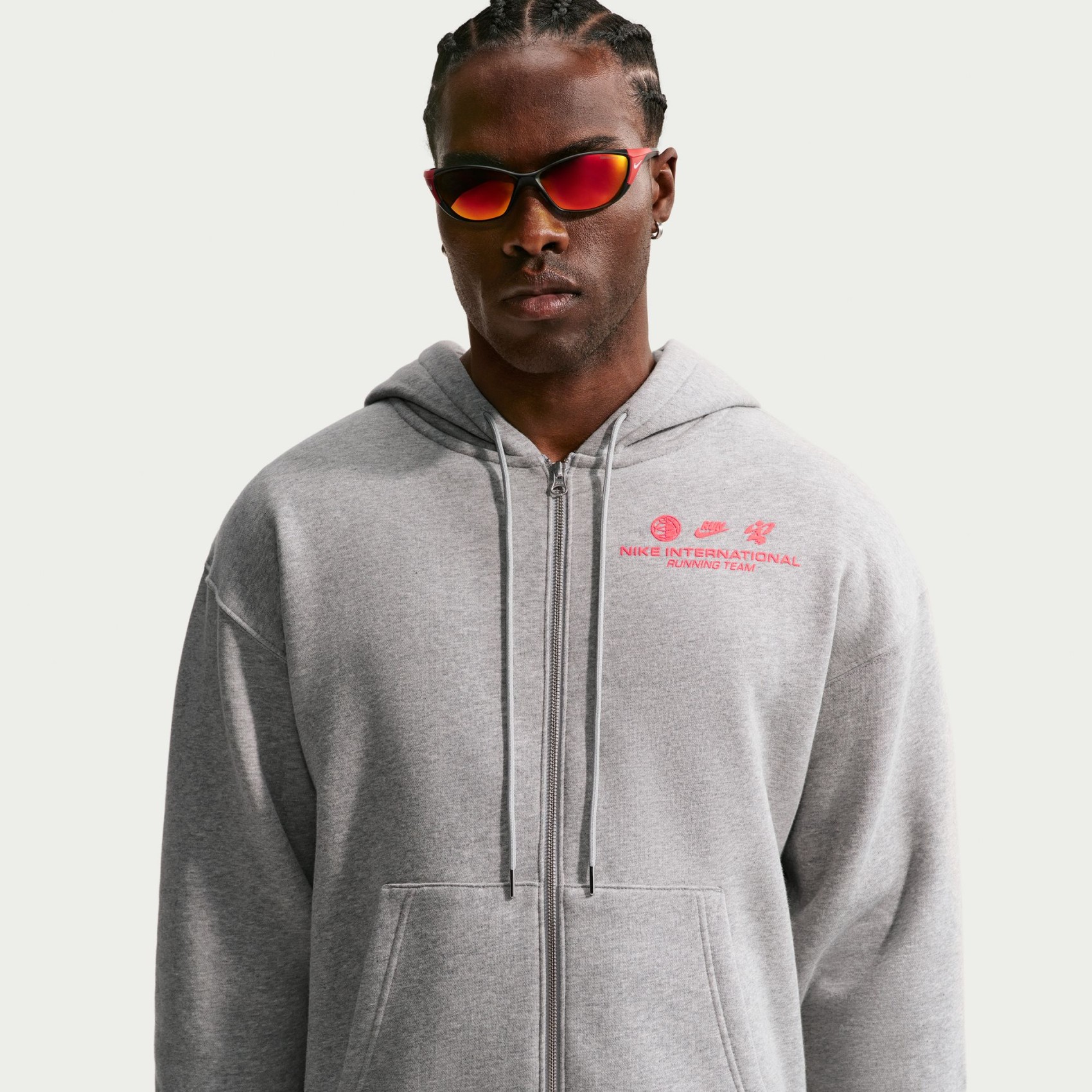 Nike Running Fz Hoodie Fleece Erkek Gri Sweatshirt