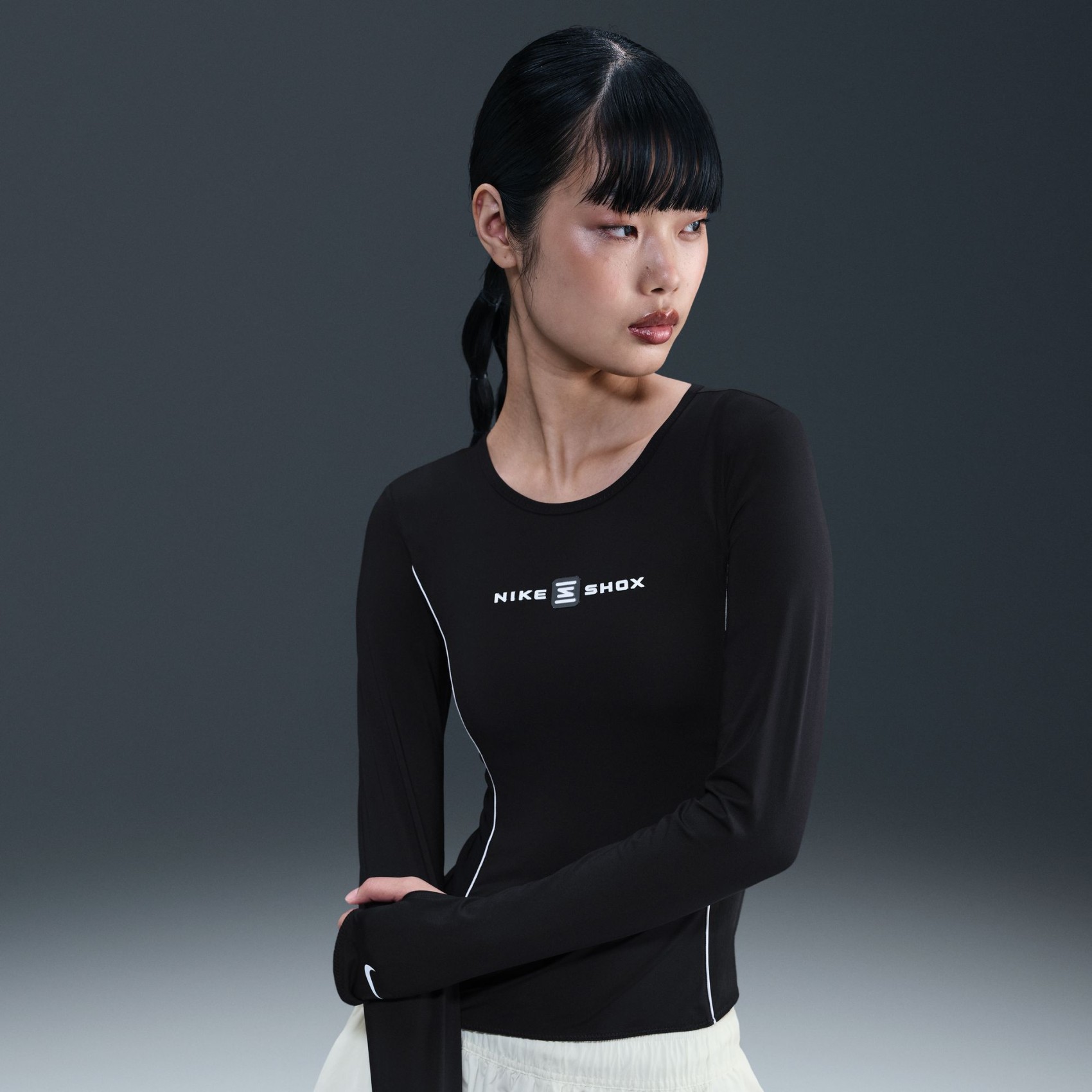 Shox LS Top Kadın Siyah Siyah Sweatshirt