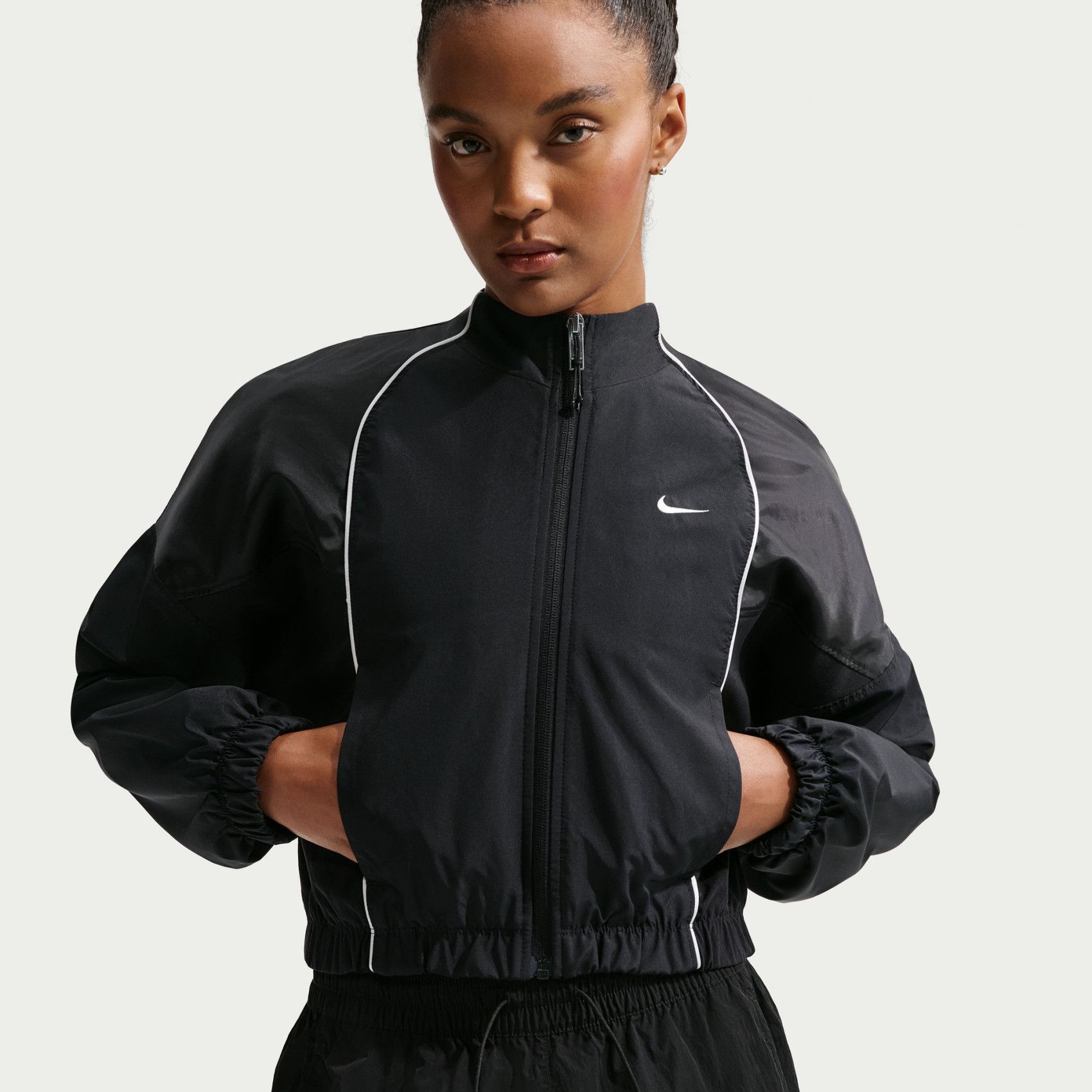 Shrunken Track Jacket Mod Kadın Siyah Ceket