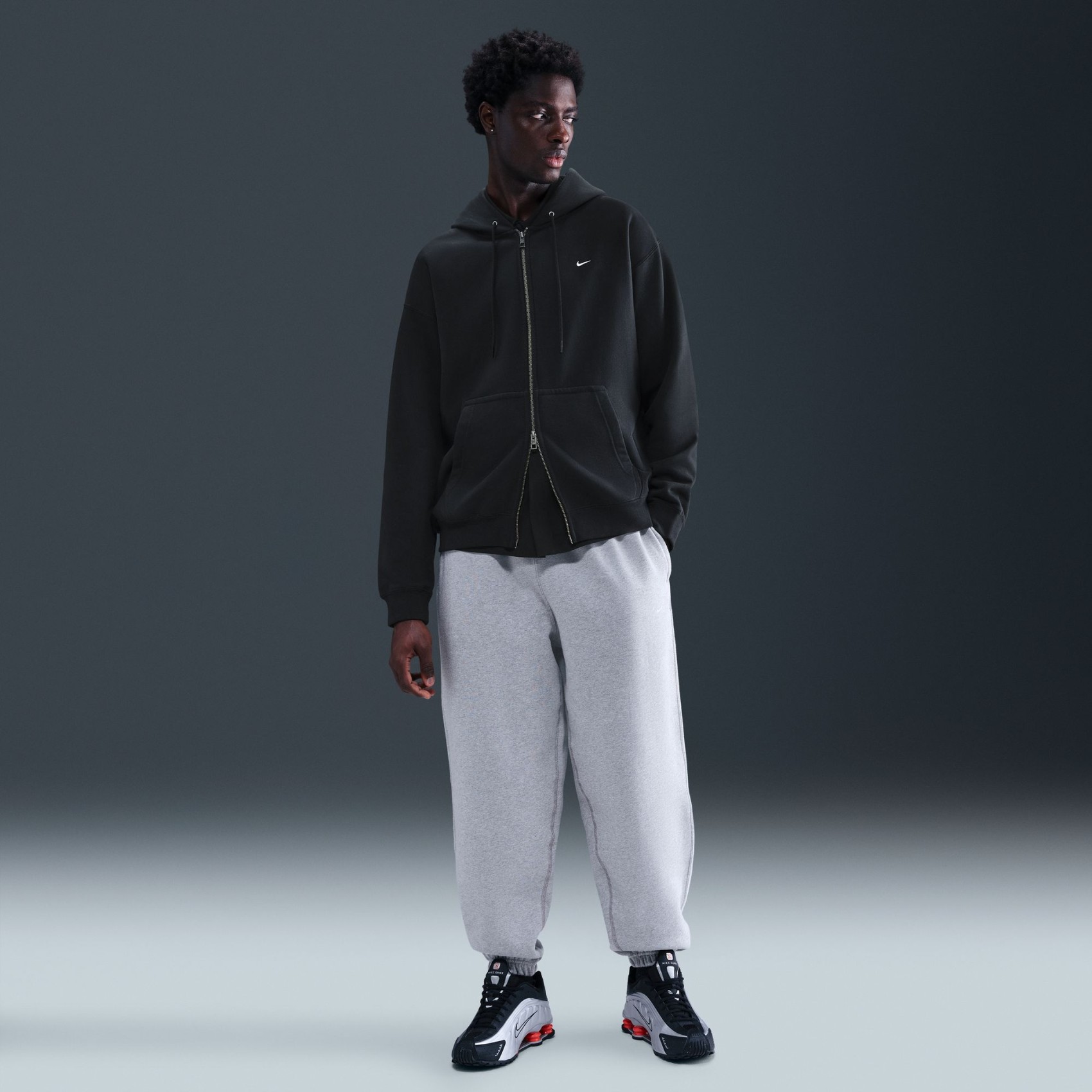 Solo Swoosh BB FZ Hoodie Erkek Siyah Sweatshirt