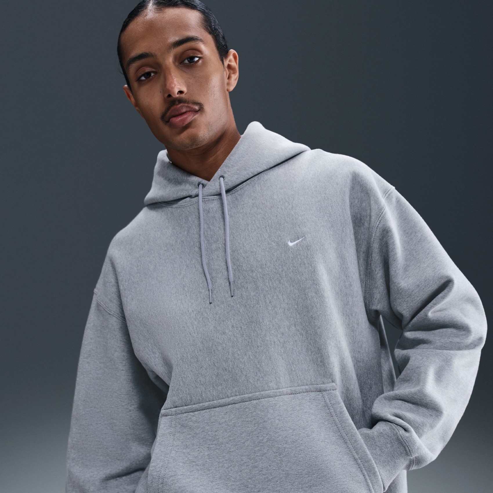 Solo Swoosh BB PO Hoodie Erkek Gri Sweatshirt