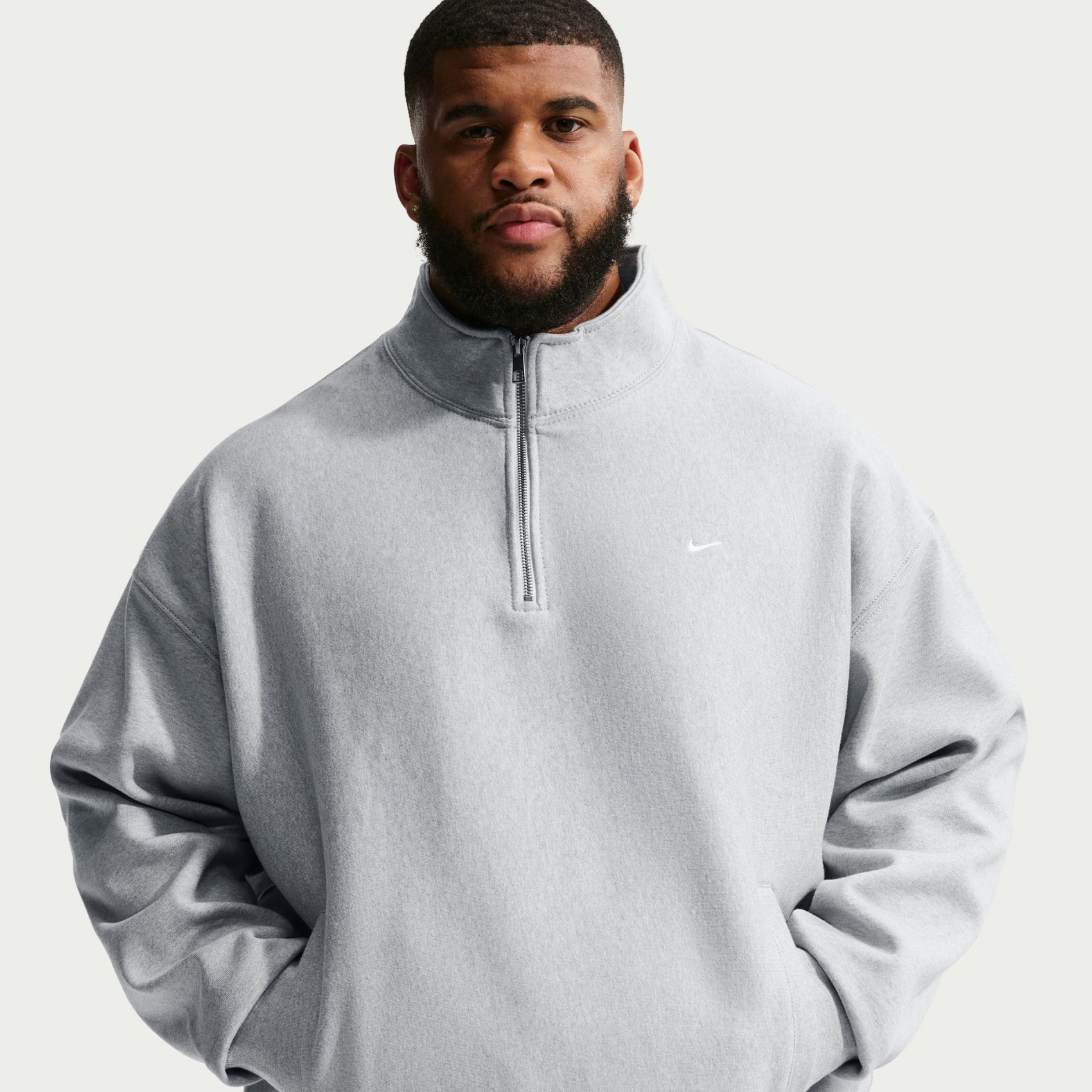 Solo Swoosh Bb QZ Erkek Gri Sweatshirt