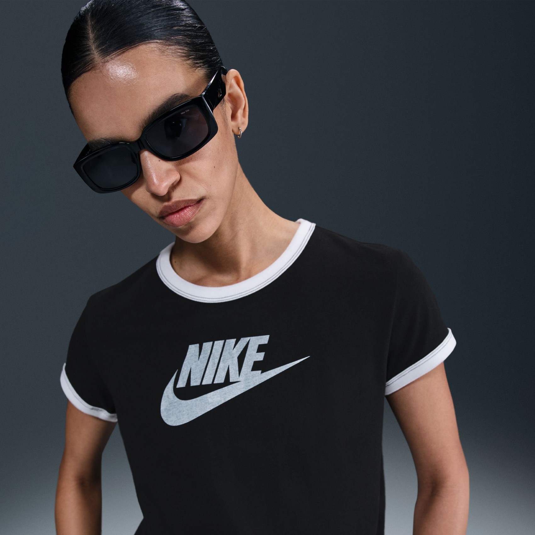 SS Ringer Tee Vintage Run Kadın Siyah Tişört
