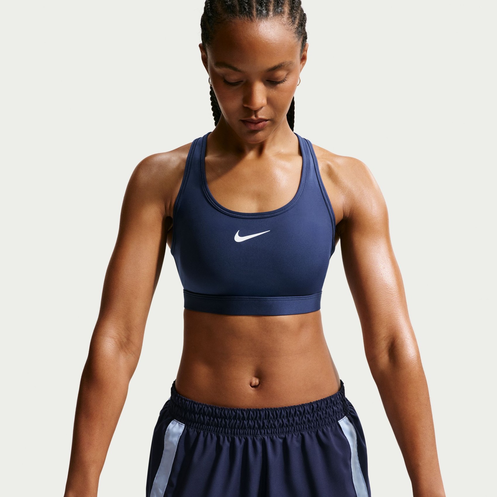 Swoosh Medium Support Bra Pedli Kadın Mavi Sporcu  Sütyeni