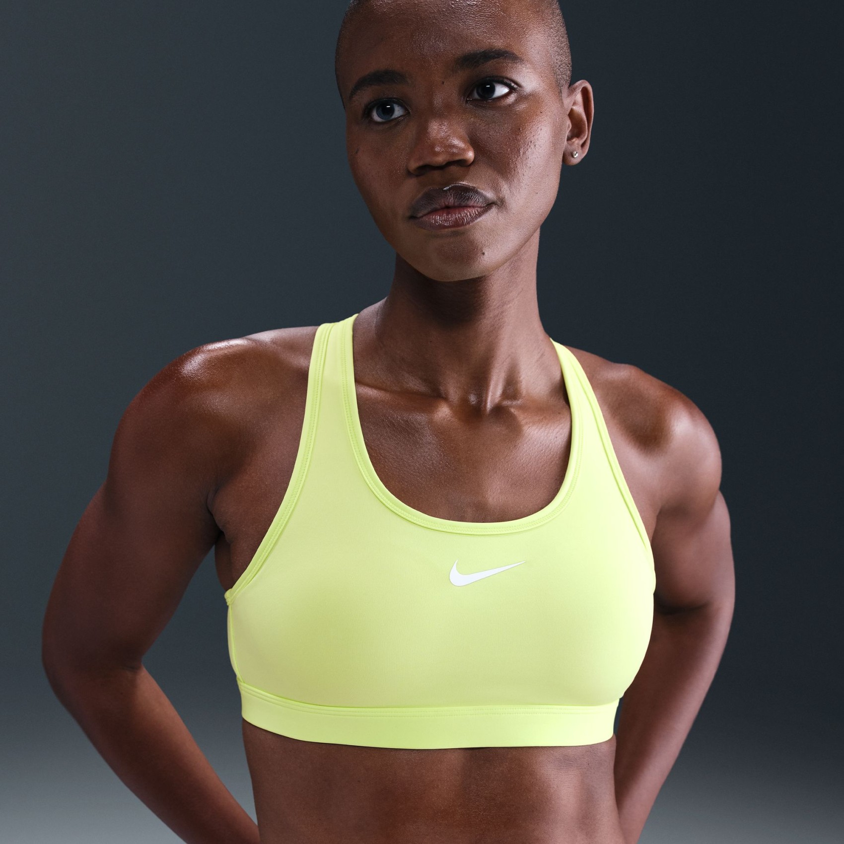 Swoosh Medium Support Bra Pedli Kadın Sarı Sporcu Sütyeni